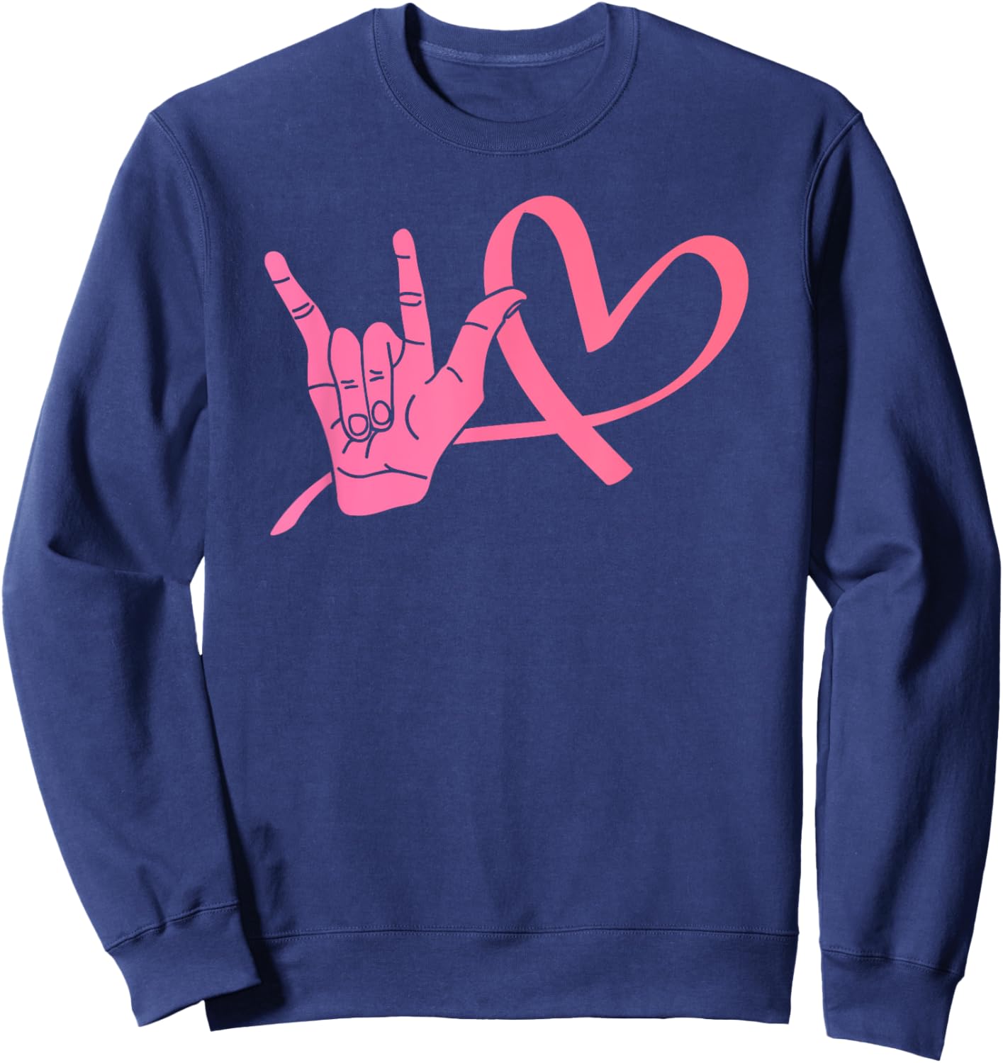 Deaf Awareness Shirts Sign Language Shirt Love ASL Teacher Women Girls Kids Sweatshirt - Sweatshirt | Navy