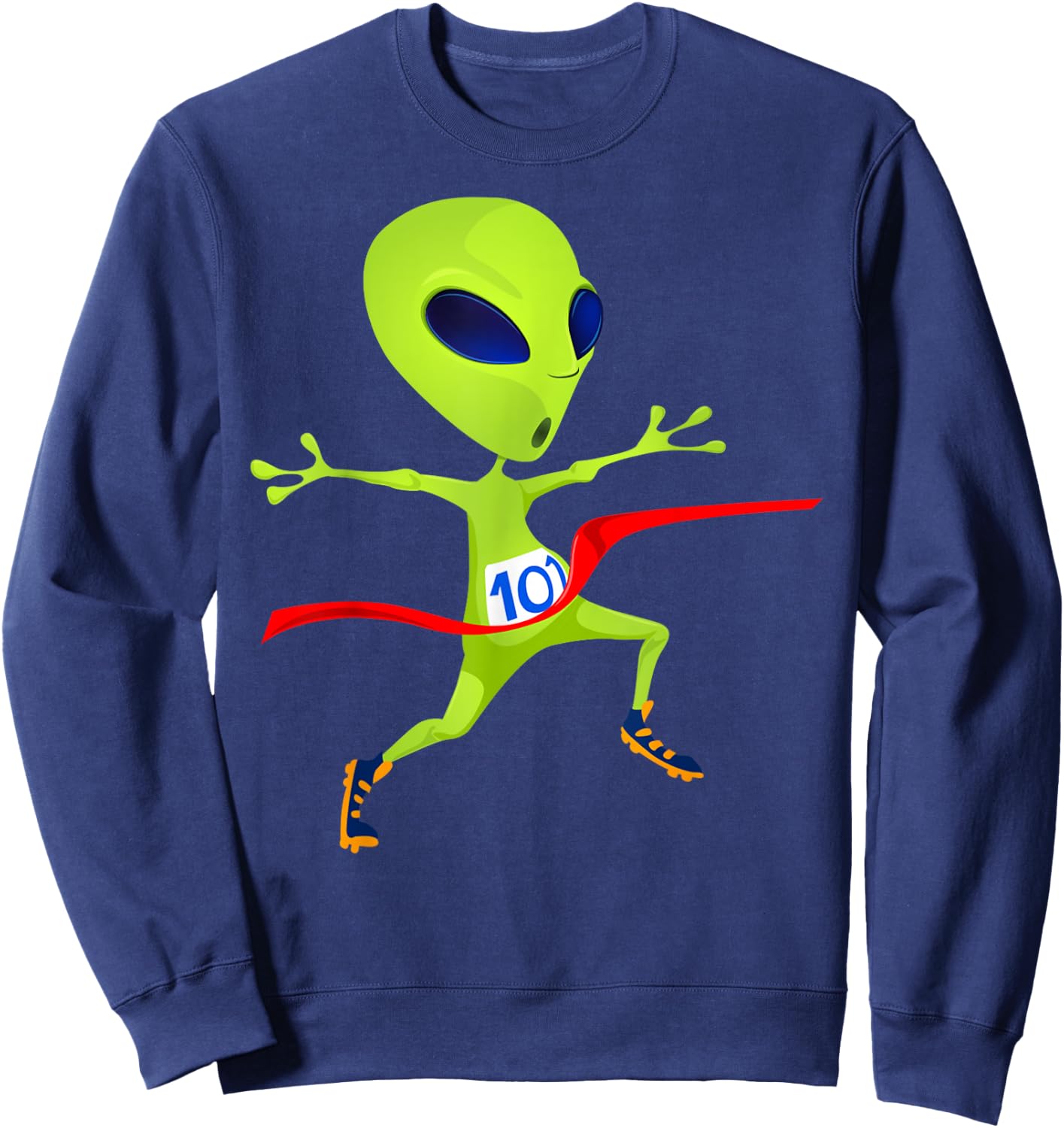Funny Running Alien , Women & Kids Runners Graphic Sweatshirt - Sweatshirt | Navy