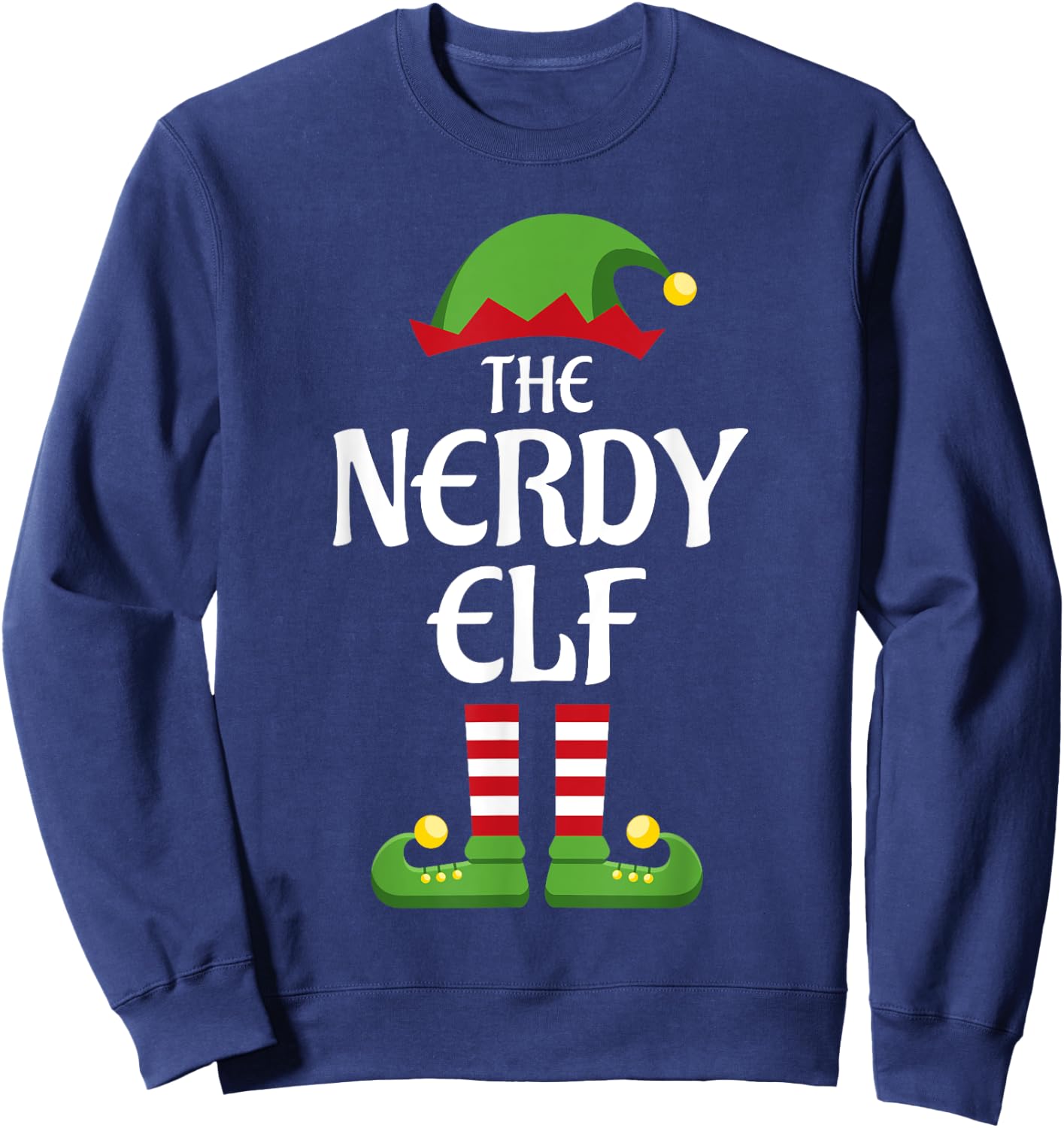 Nerdy Elf Family Matching Group Christmas Sweatshirt - Sweatshirt | Navy