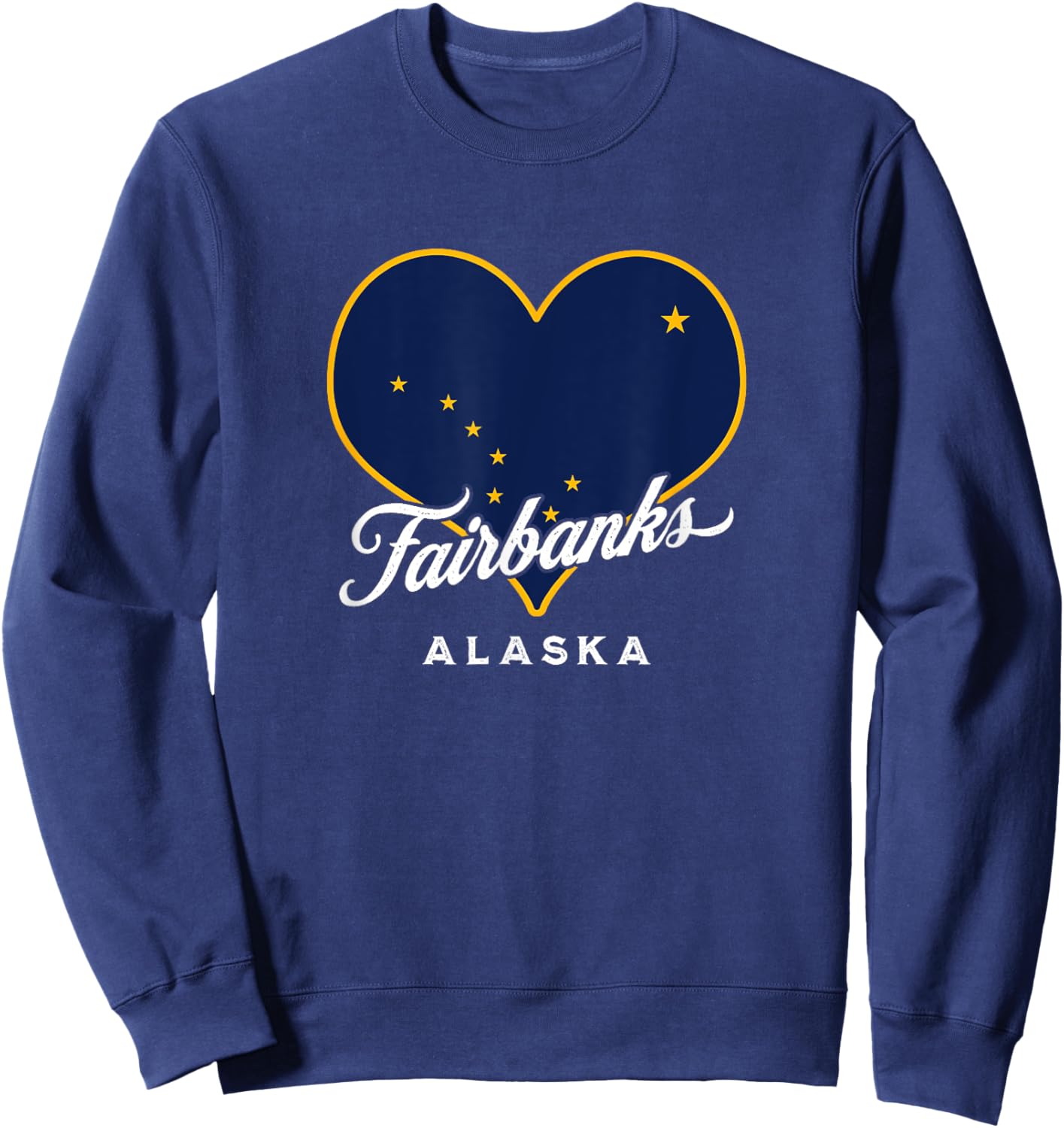 Fairbanks Alaska USA State Flag in Heart Big Dipper Souvenir Sweatshirt - Sweatshirt | Navy