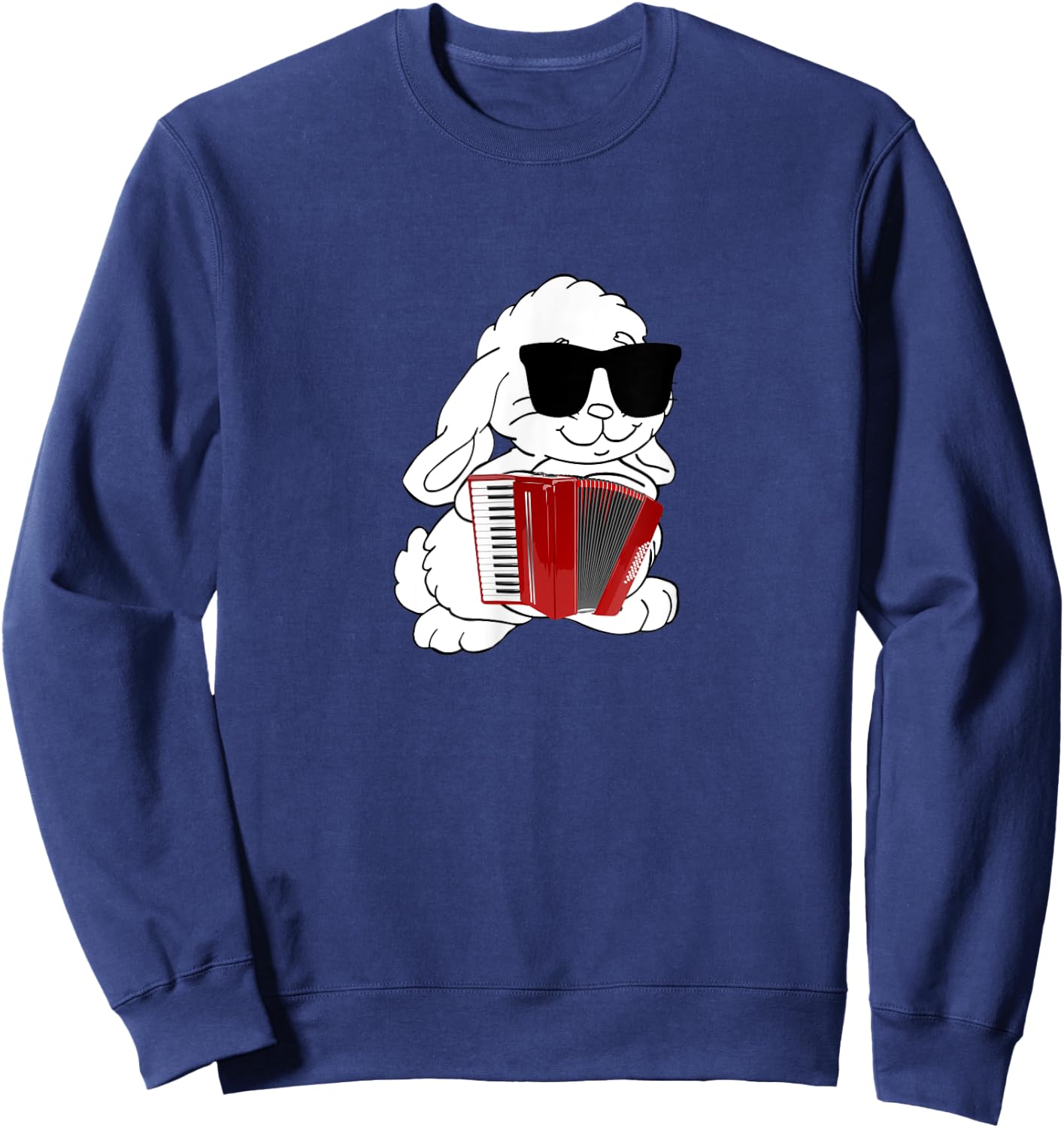 Funny Rabbit Wearing Sunglasses Playing Accordion Sweatshirt - Sweatshirt | Navy