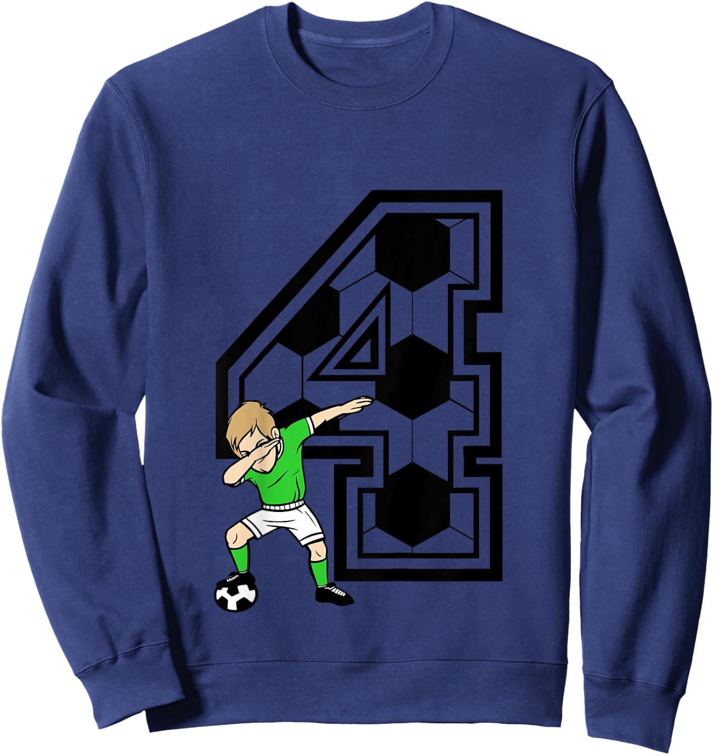 Kids 4 Year Old Boy Soccer Player 4th Birthday Kids Sweatshirt - Sweatshirt | Navy
