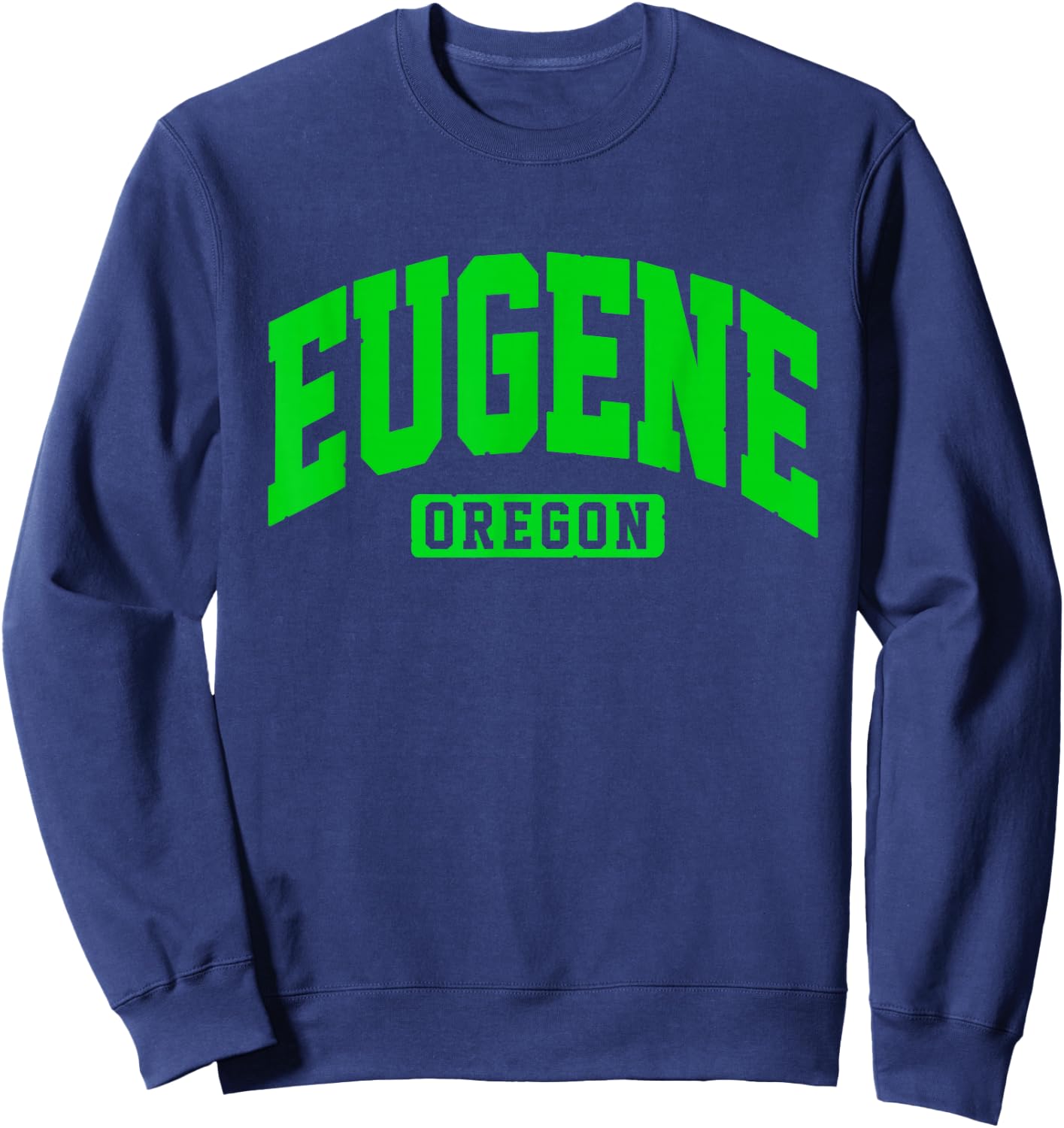 Eugene Oregon Green Block Athletic College Sports Team Style Sweatshirt - Sweatshirt | Navy