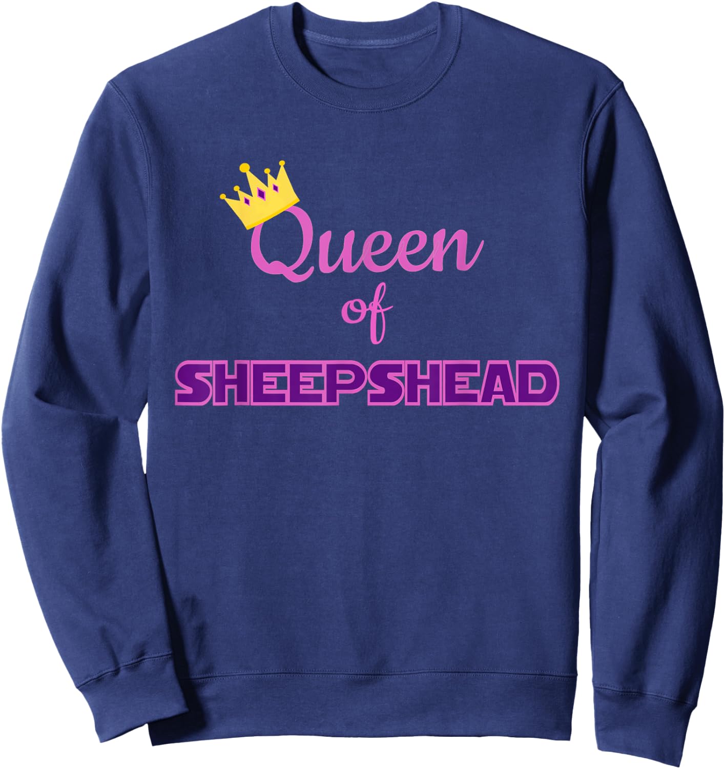 inspired card game Queen of sheepshead fun cards Sweatshirt - Sweatshirt | Navy