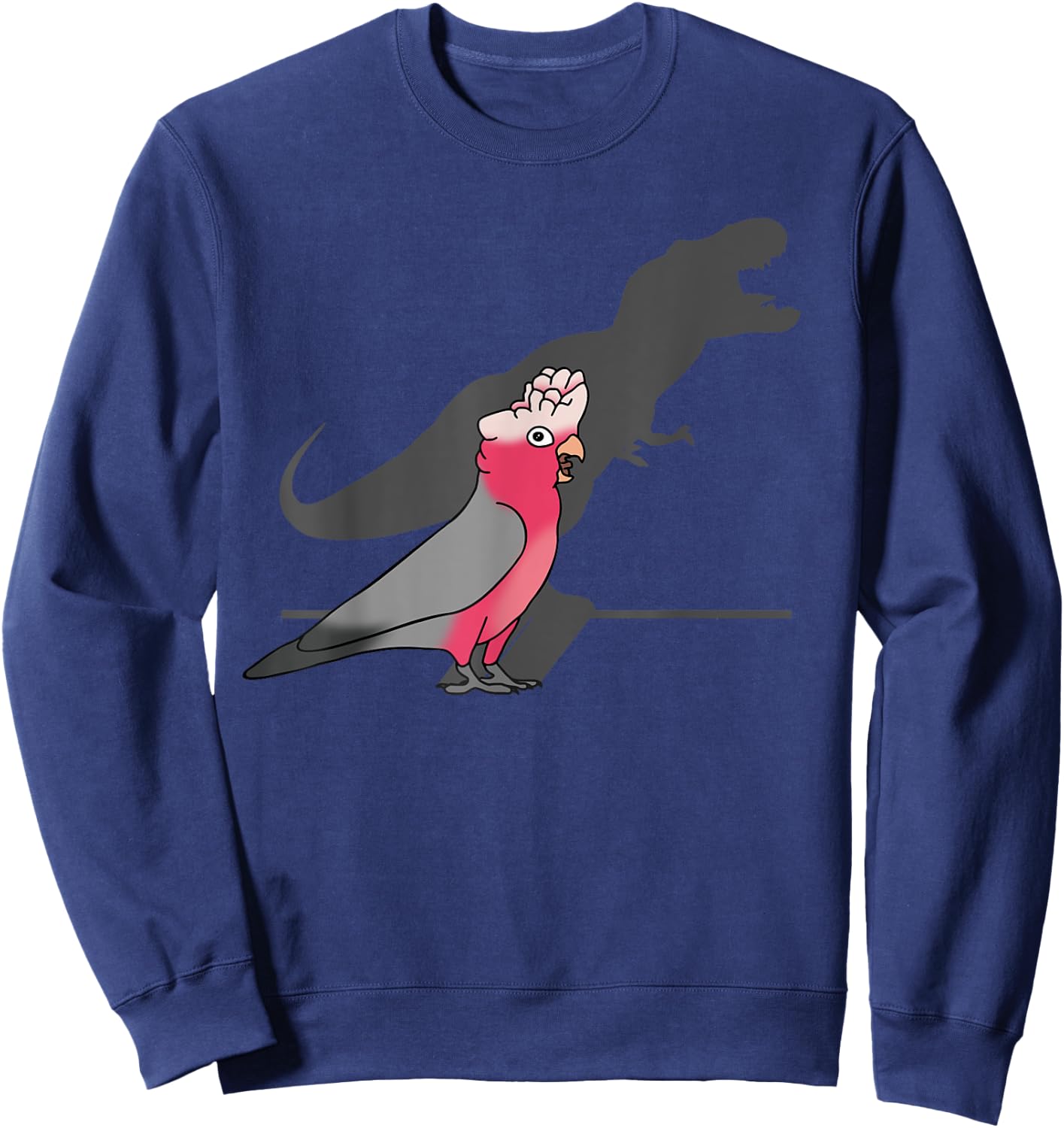 Funny Dinosaur shadow, T-rex rose-breasted Galah cockatoo Sweatshirt - Sweatshirt | Navy