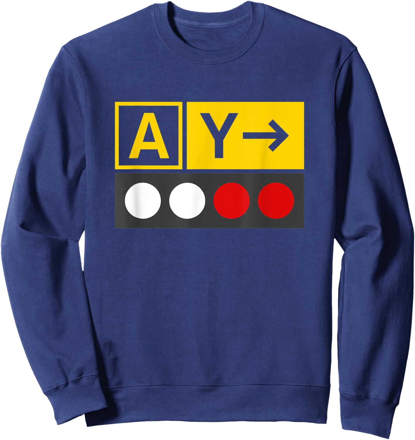 Airline Captain Pilot Taxiway Signs with Papi Lights Sweatshirt - Sweatshirt | Navy