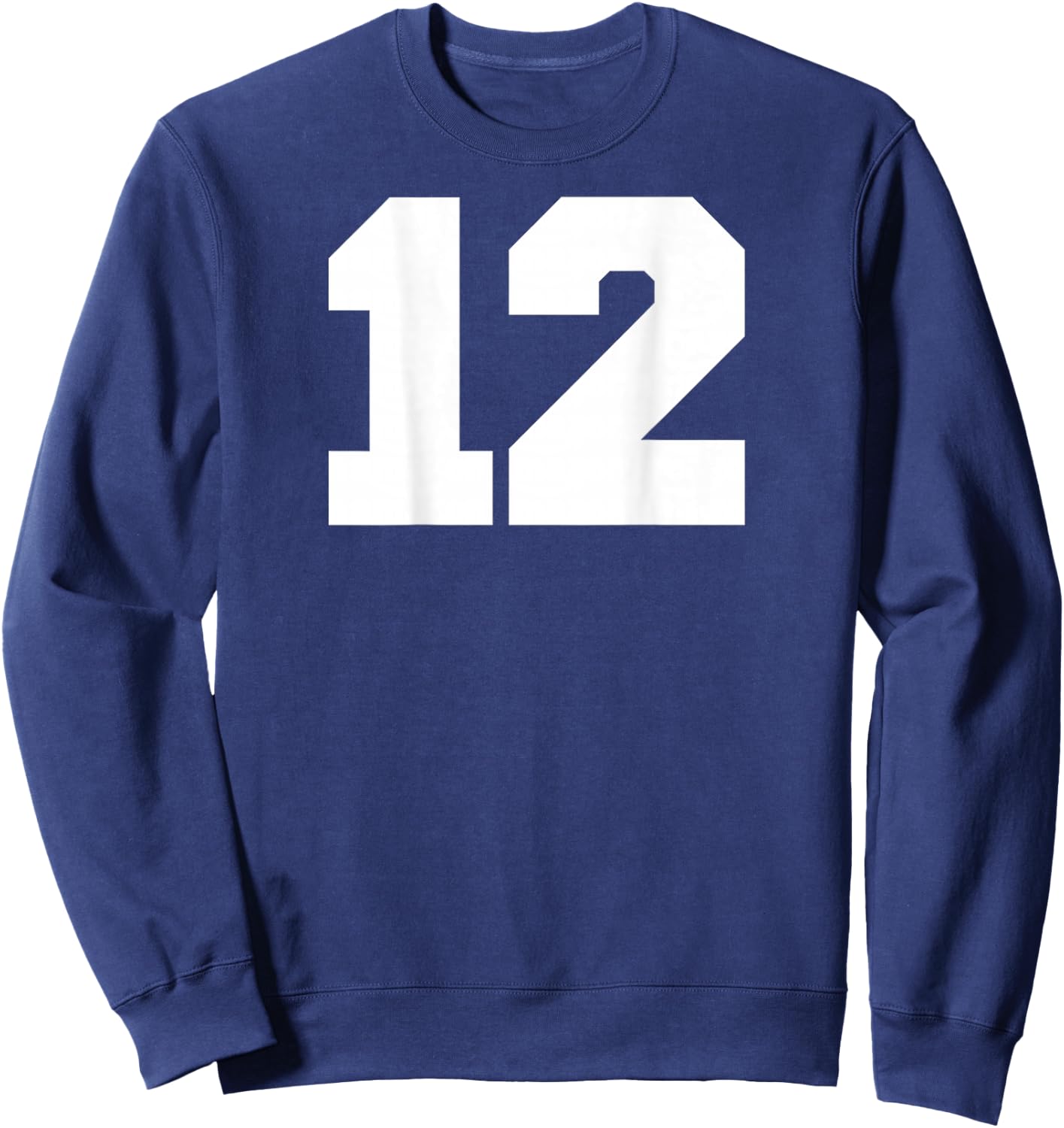 Number 12 Sports Jersey Player #12 Fan BACK PRINT Varsity Sweatshirt - Sweatshirt | Navy