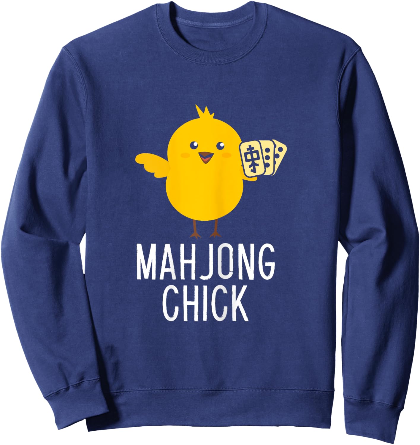 Mahjong Chick Player Board Game Mah-Jongg China Solitaire Sweatshirt - Sweatshirt | Navy