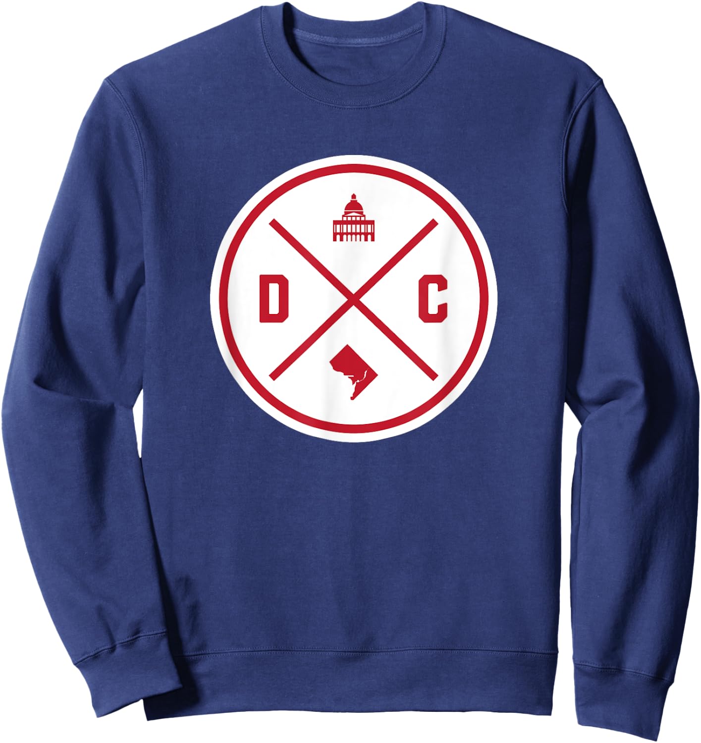 Classic Washington DC Circle Patch Red Design Sweatshirt - Sweatshirt | Navy