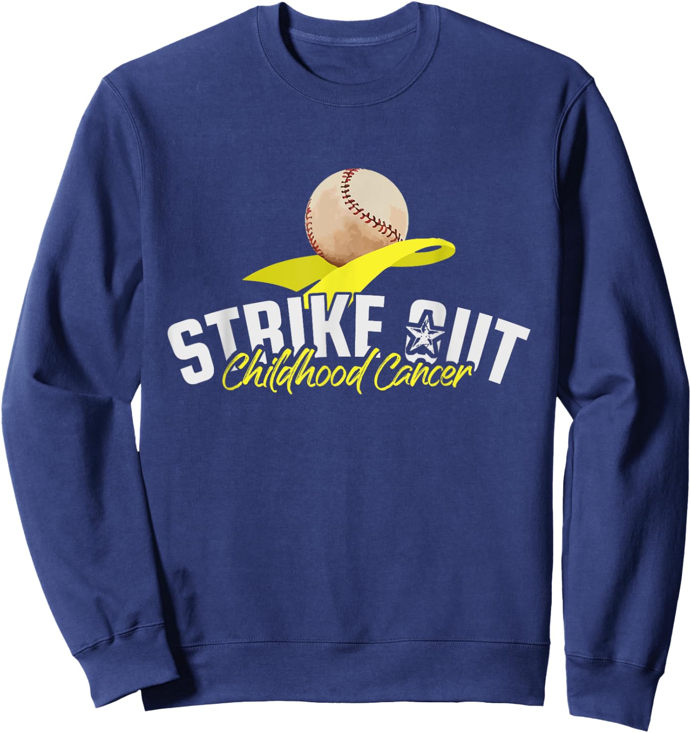 Strike Out Childhood Cancer Awareness Gold Ribbon Gift Sweatshirt - Sweatshirt | Navy