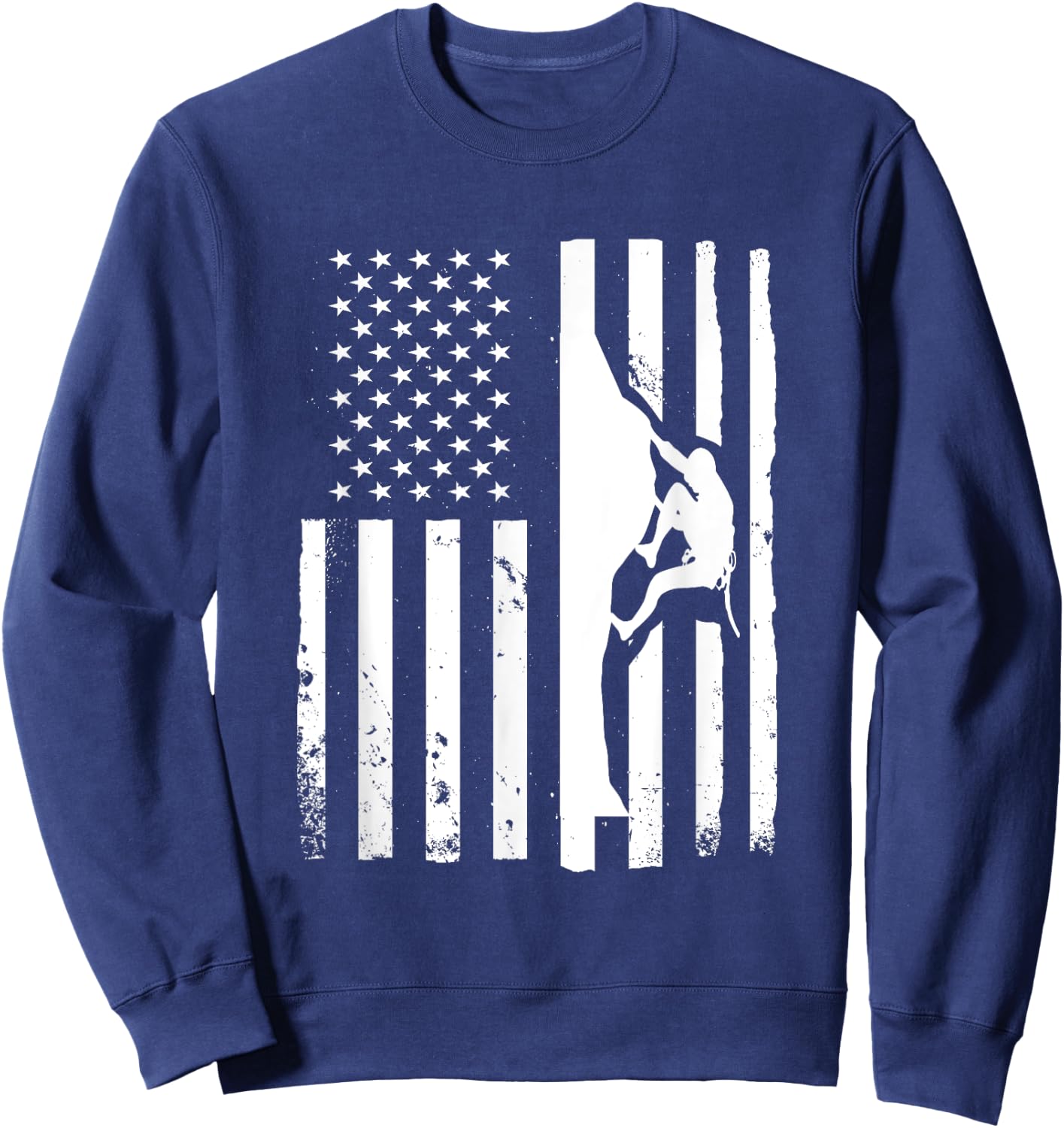 USA Flag Graphic Rock Climber Bouldering Mountaineering Sweatshirt - Sweatshirt | Navy