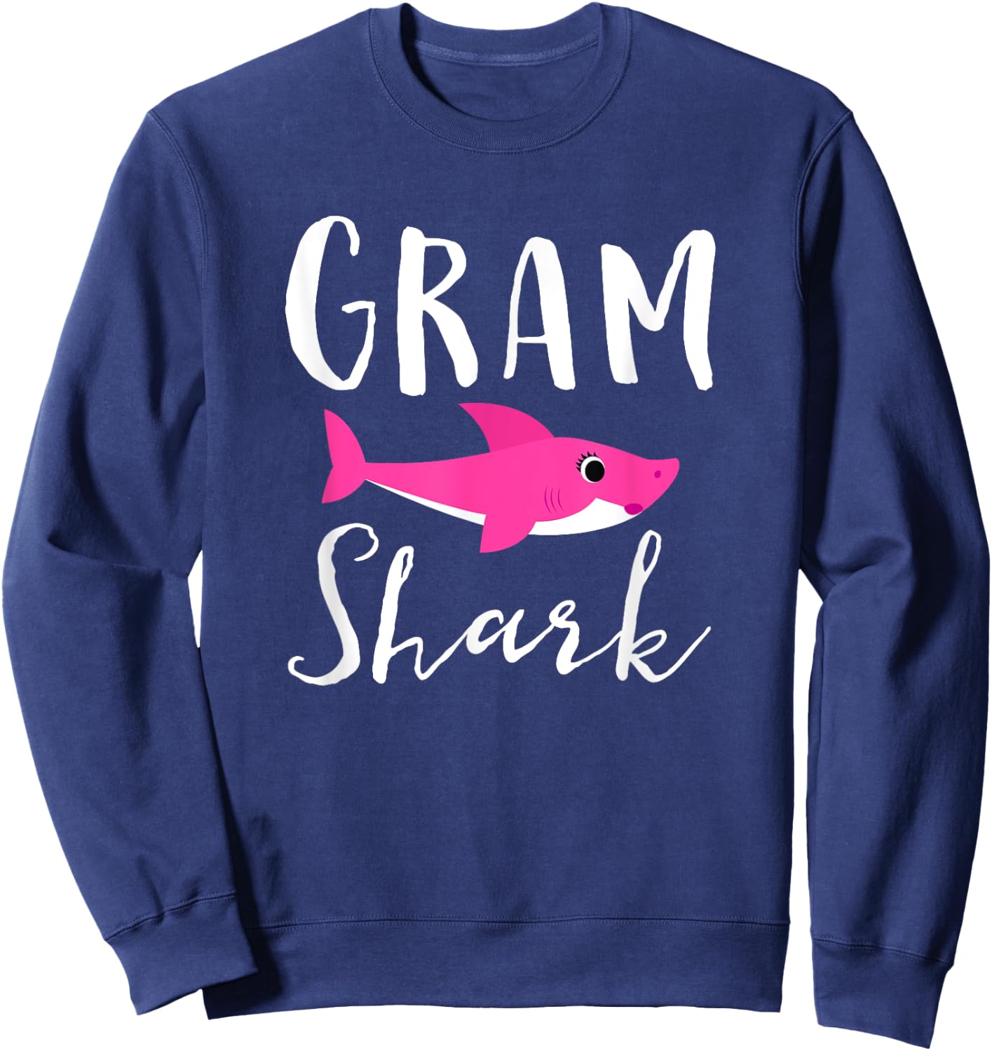 Gram Shark Grandma Grandmother Pink Shark Graphic Sweatshirt - Sweatshirt | Navy