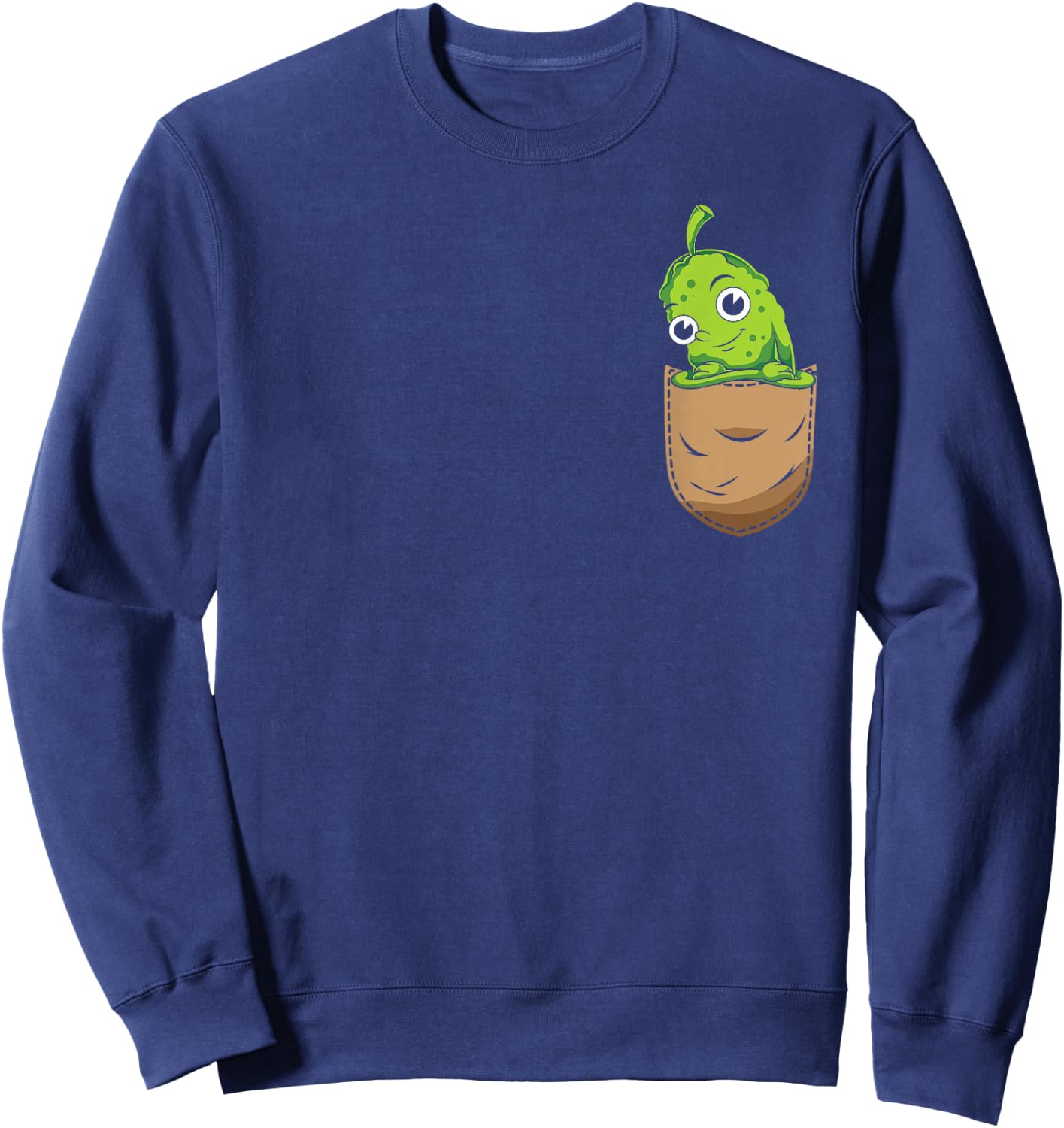 Cute Pocket Pickle Cucumber Vegetable Lover Funny Pickle Sweatshirt - Sweatshirt | Navy