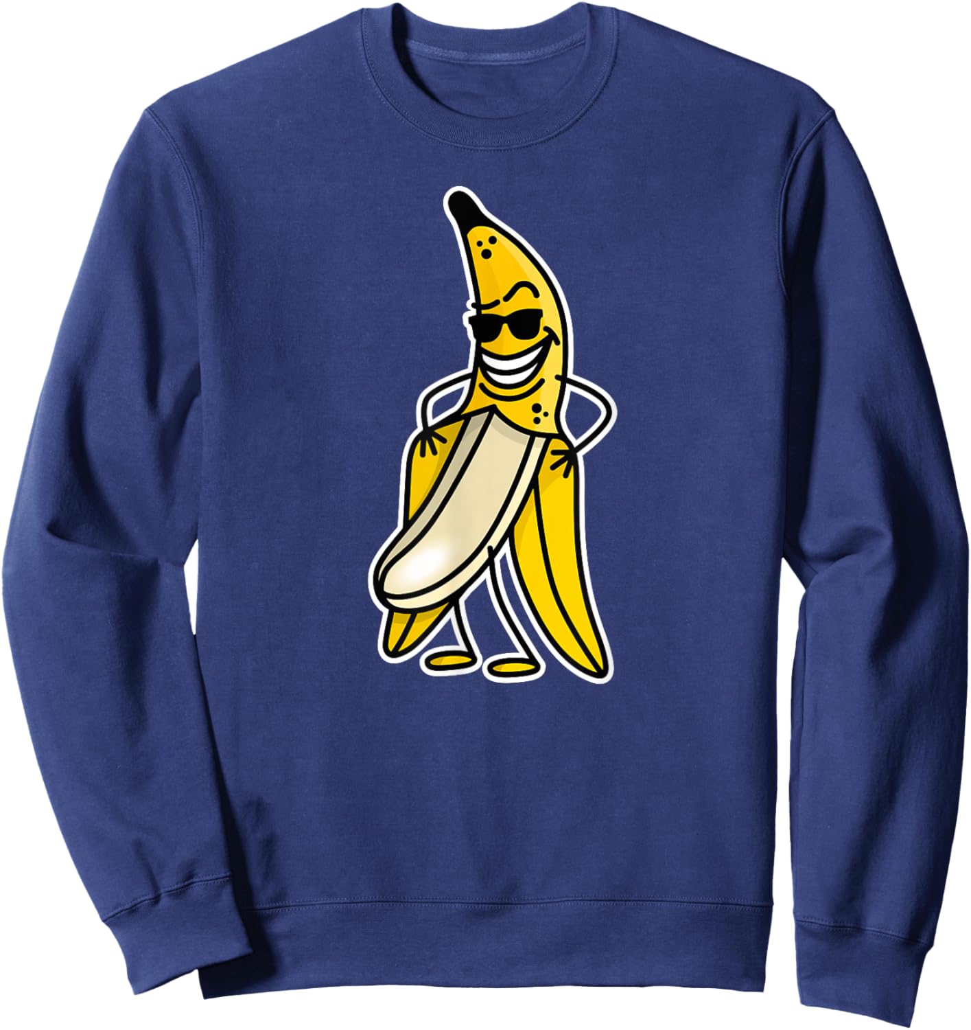 Funny naked banana flashing banana stripper streaker cartoon Sweatshirt - Sweatshirt | Navy