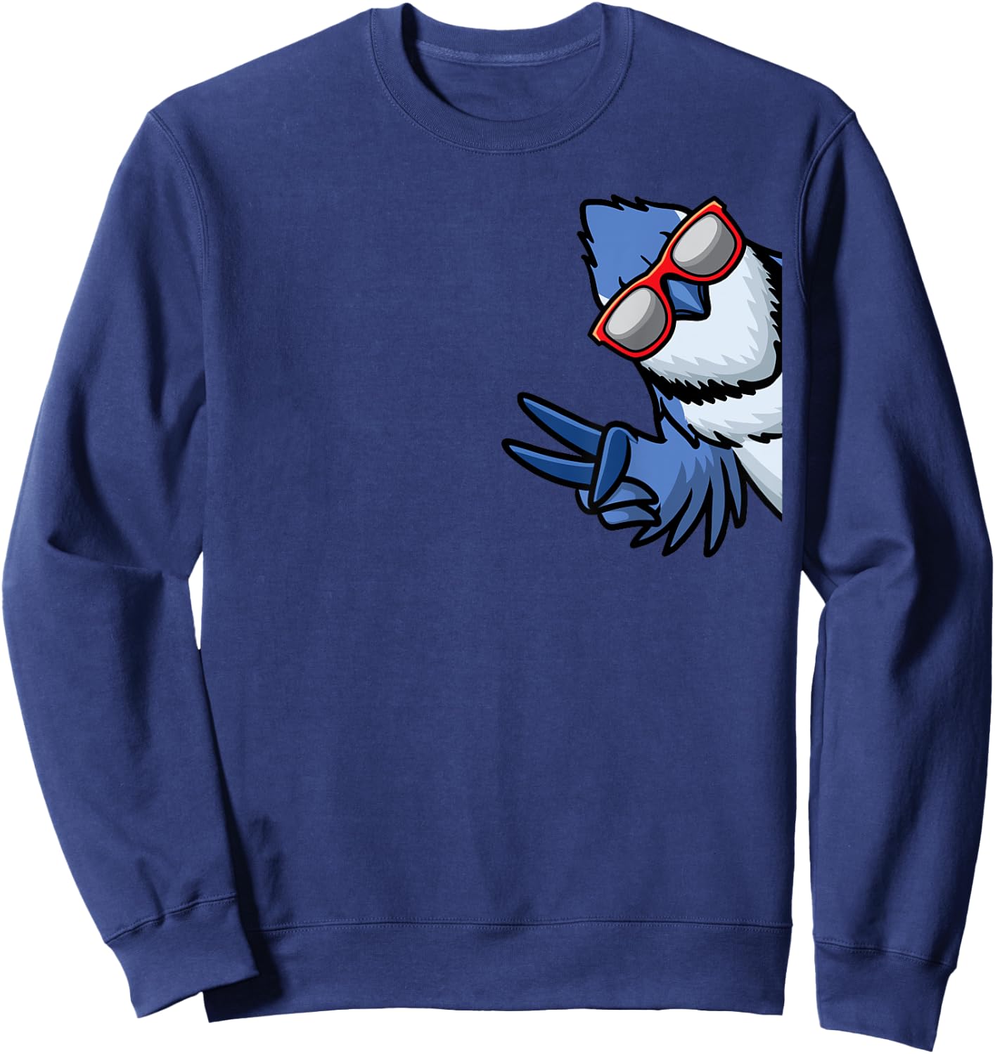 Blue Jay Bird Cyanocitta Cristata From Side With Sunglasses Sweatshirt - Sweatshirt | Navy