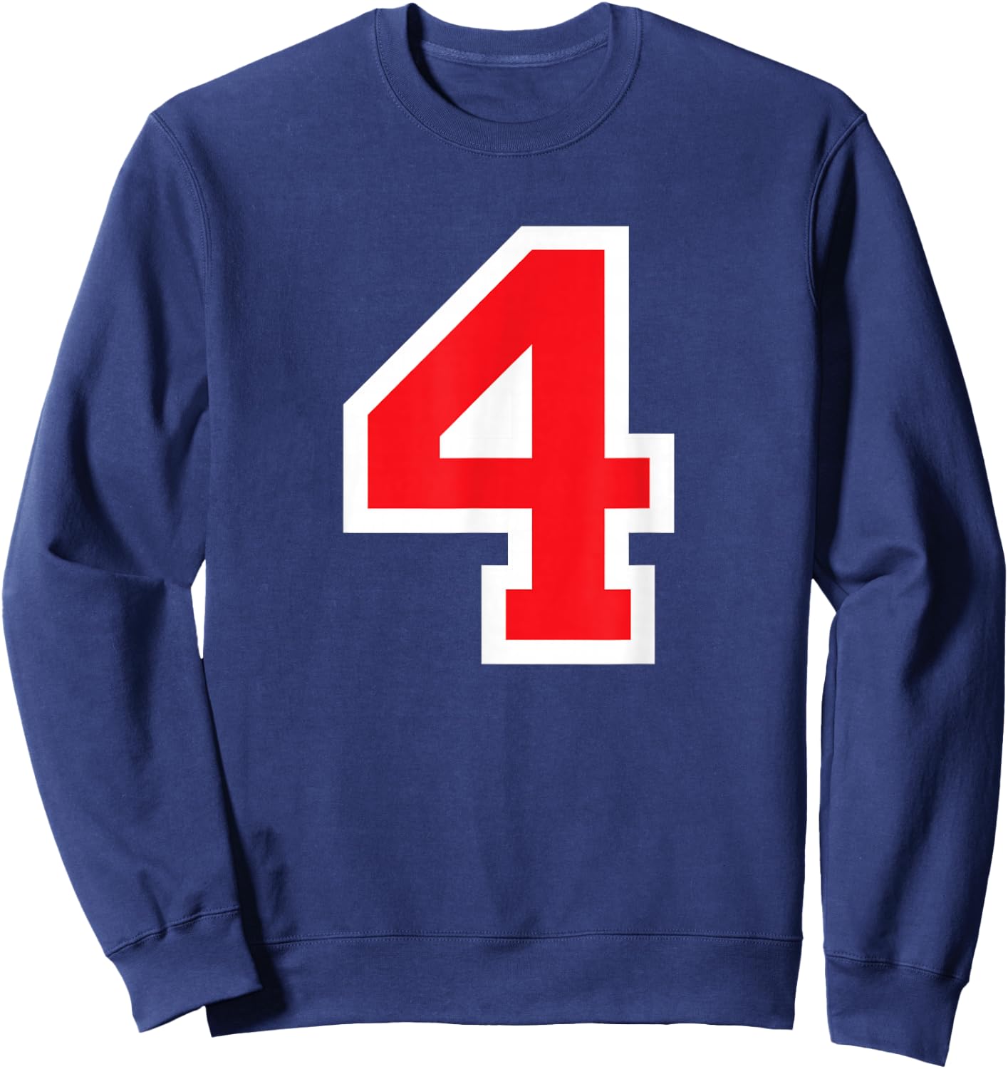 Jersey Uniform Number #4 Red Team Block Lettering, 4th Place Sweatshirt - Sweatshirt | Navy