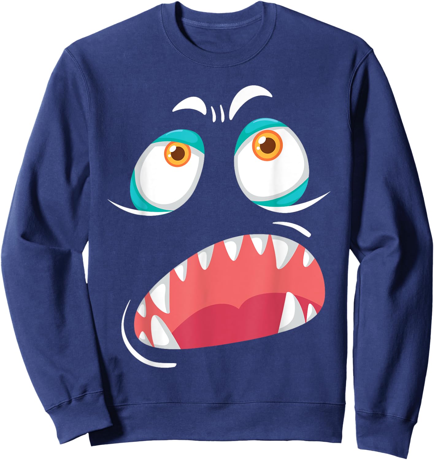 Monster Face Lazy DIY Halloween Costume Cute Creeps Sweatshirt - Sweatshirt | Navy