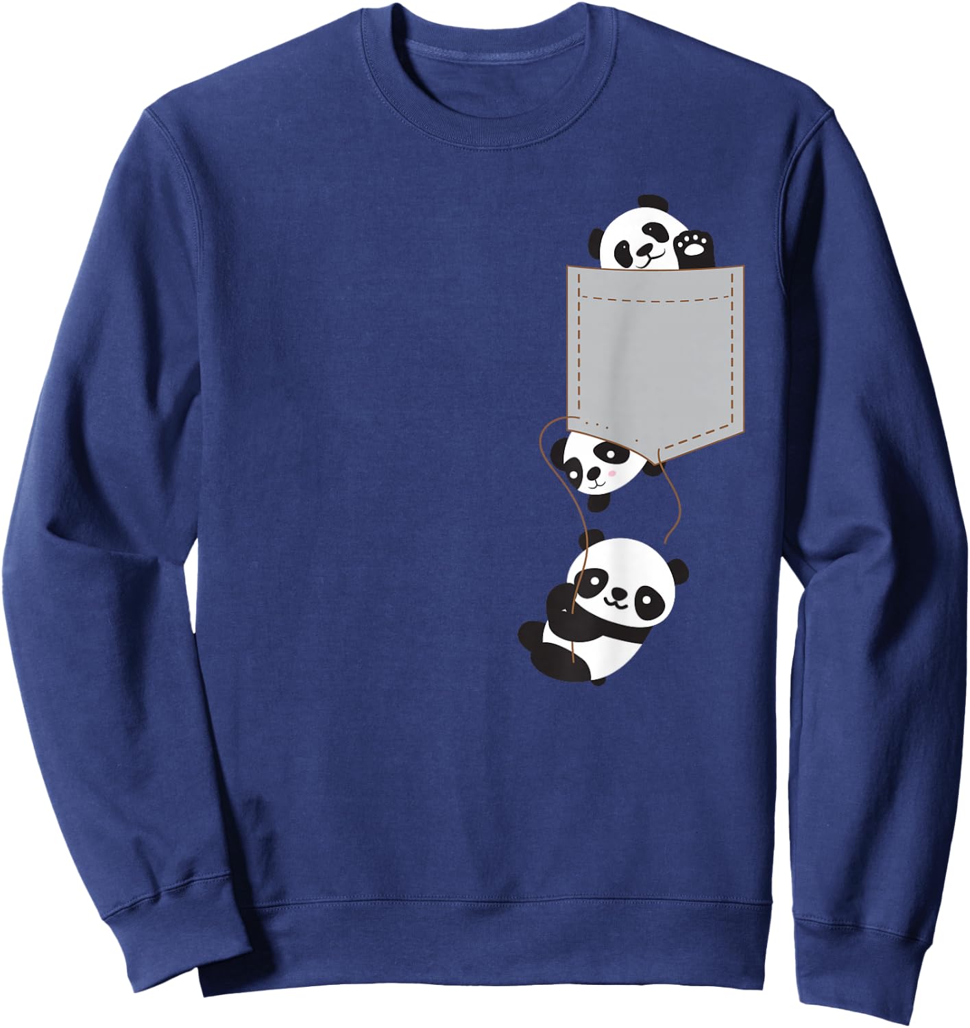 Cute Kawaii Baby Pandas In Pocket Sweatshirt - Sweatshirt | Navy