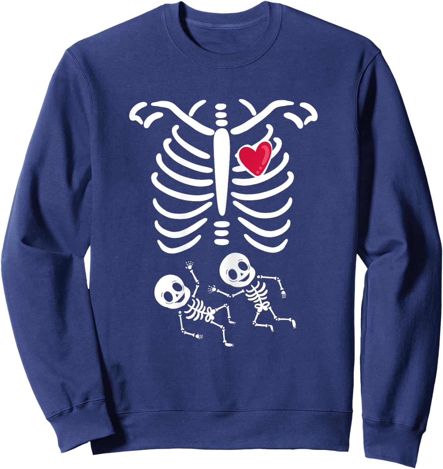Halloween Pregnancy Twins Costumes Pregnant Skeleton Sweatshirt - Sweatshirt | Navy