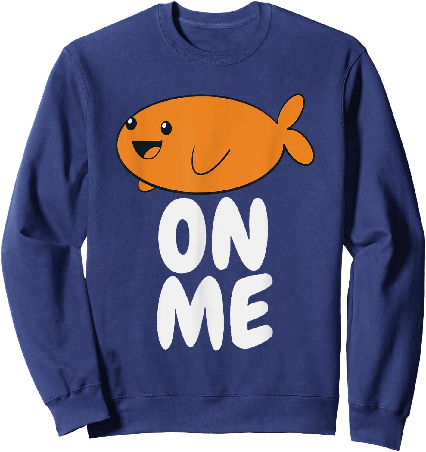 Gift Kids Fish On Me -Kids Black Cartoon Fish Small Sweatshirt - Sweatshirt | Navy