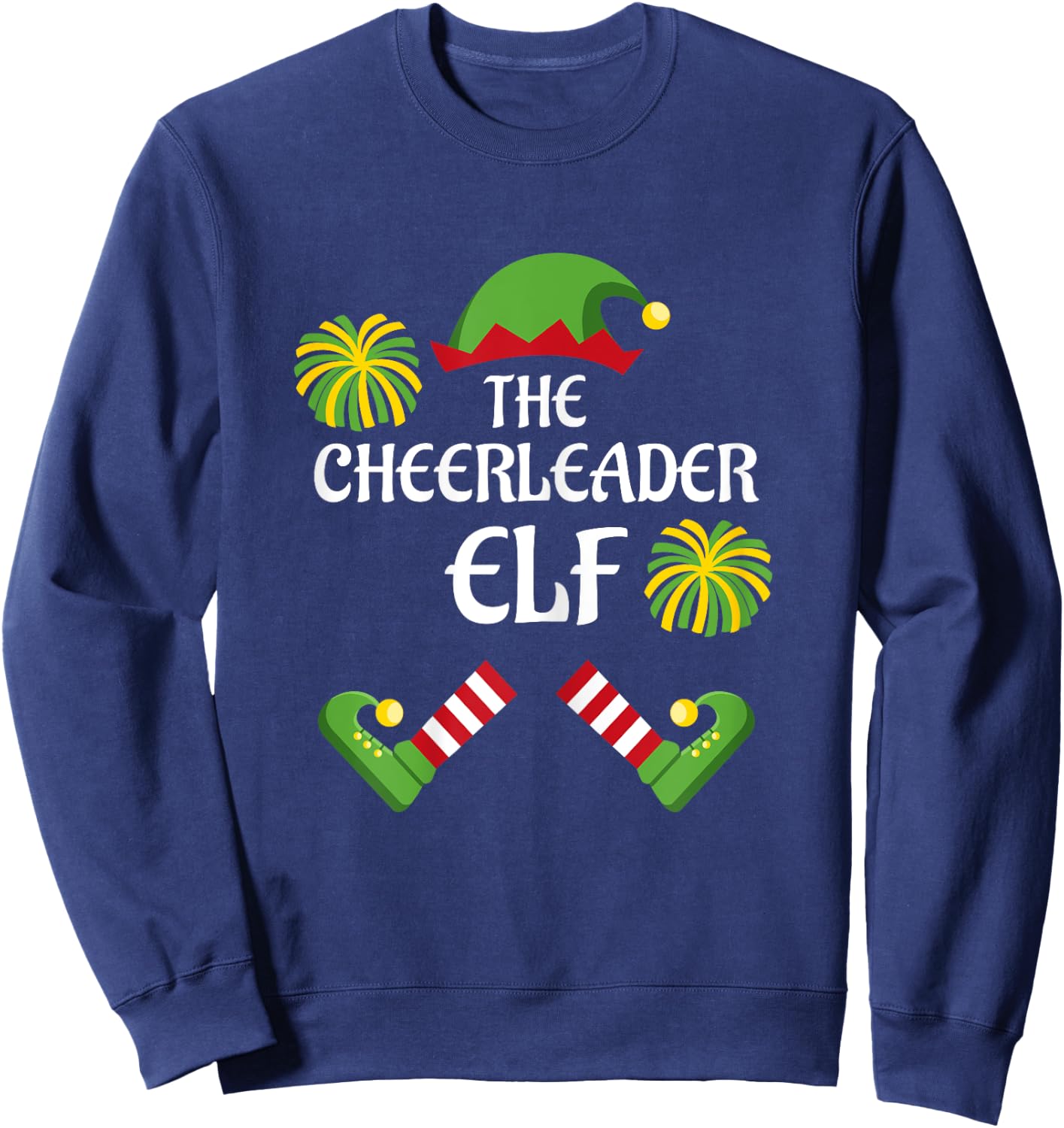 Cheerleader Elf Family Matching Group Christmas Cheer Sweatshirt - Sweatshirt | Navy