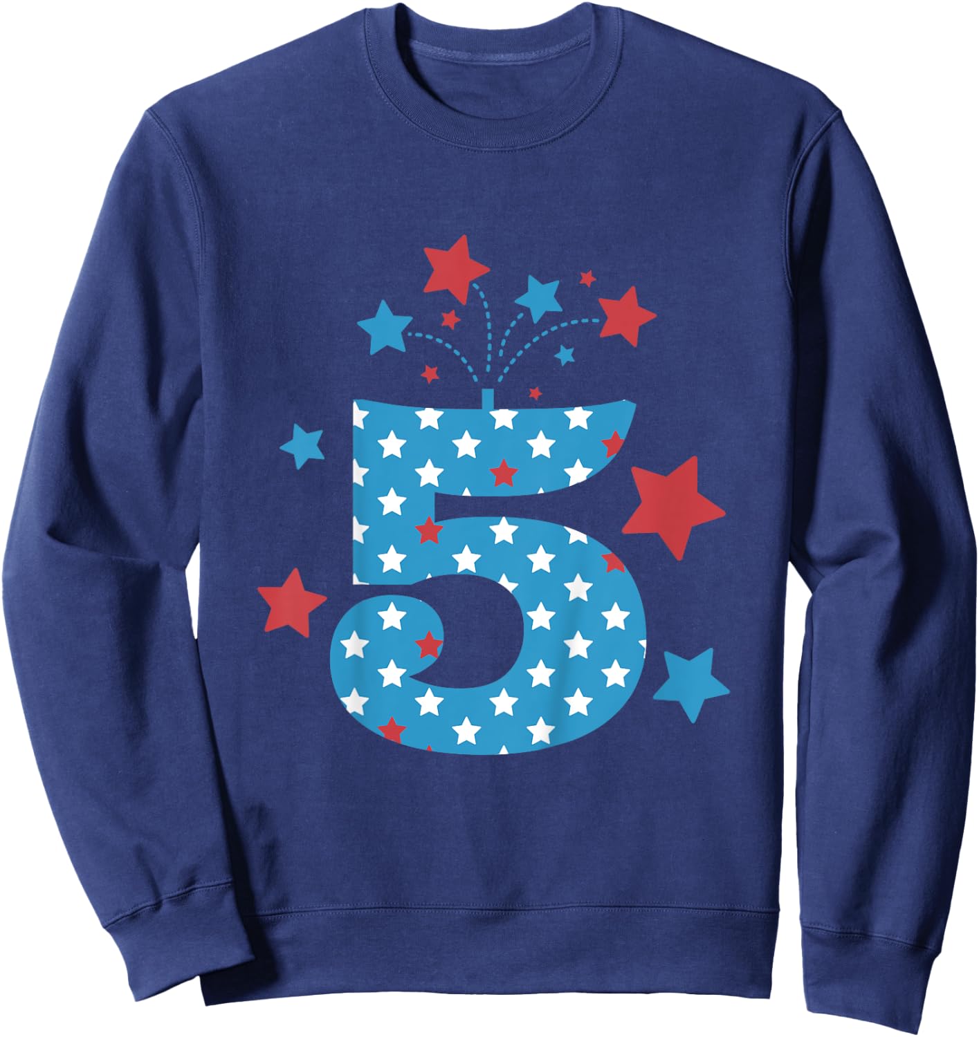 Red, White and Five - 5th Birthday Patriotic Firecrackers Sweatshirt - Sweatshirt | Navy