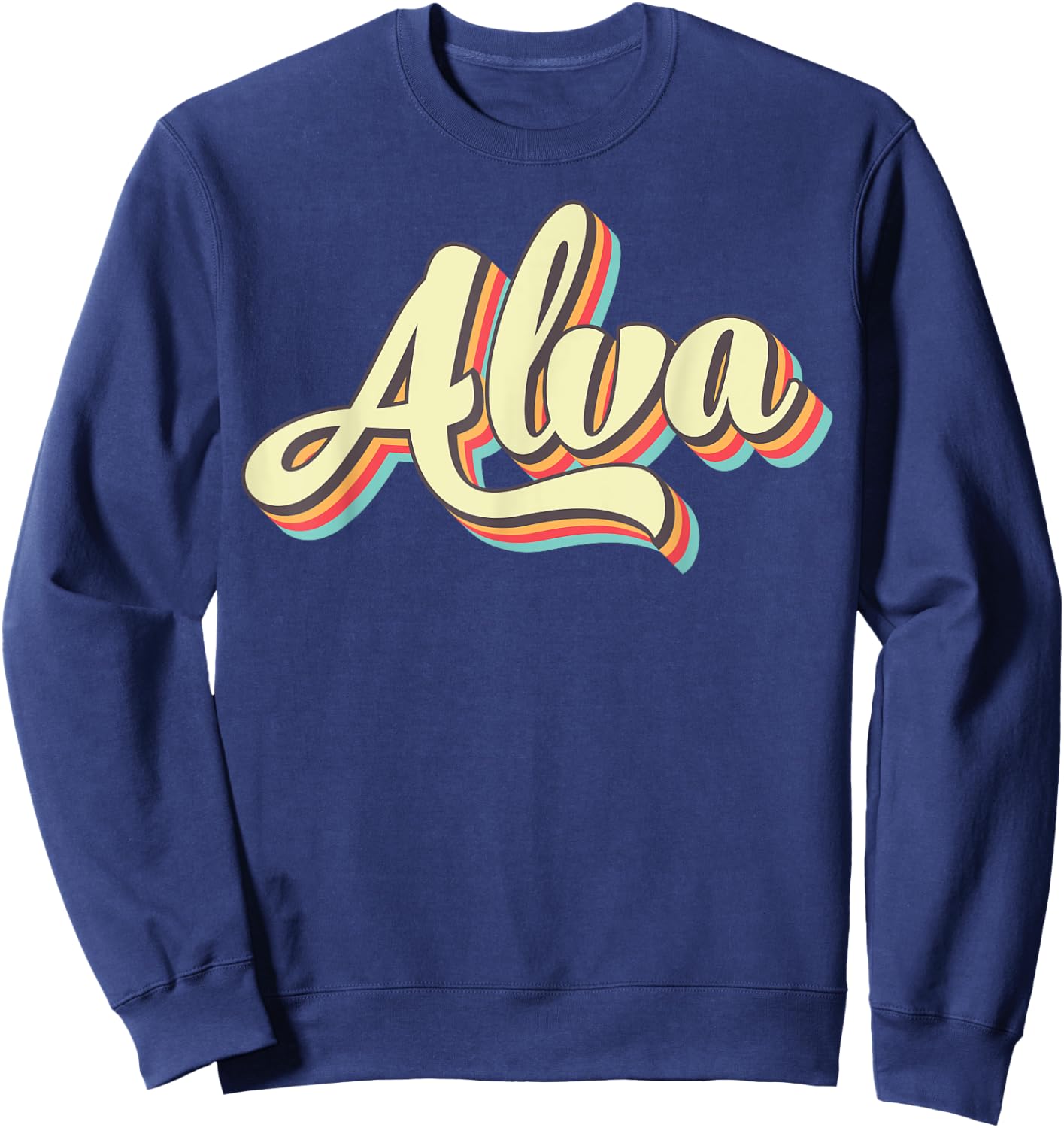 Alva Retro Art Baseball Font Vintage Sweatshirt - Sweatshirt | Navy