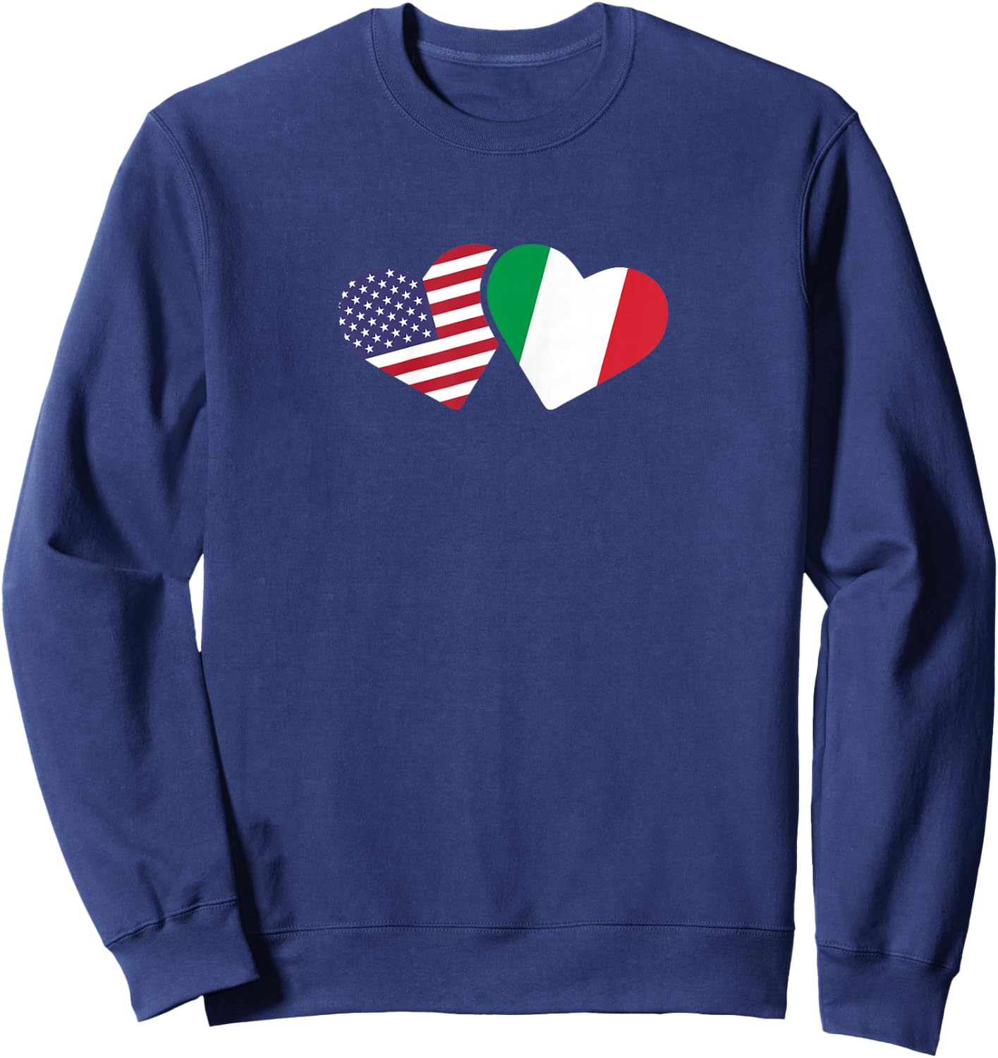 Italy USA Flag T Shirt Heart Italian American Love Sweatshirt - Sweatshirt | Navy