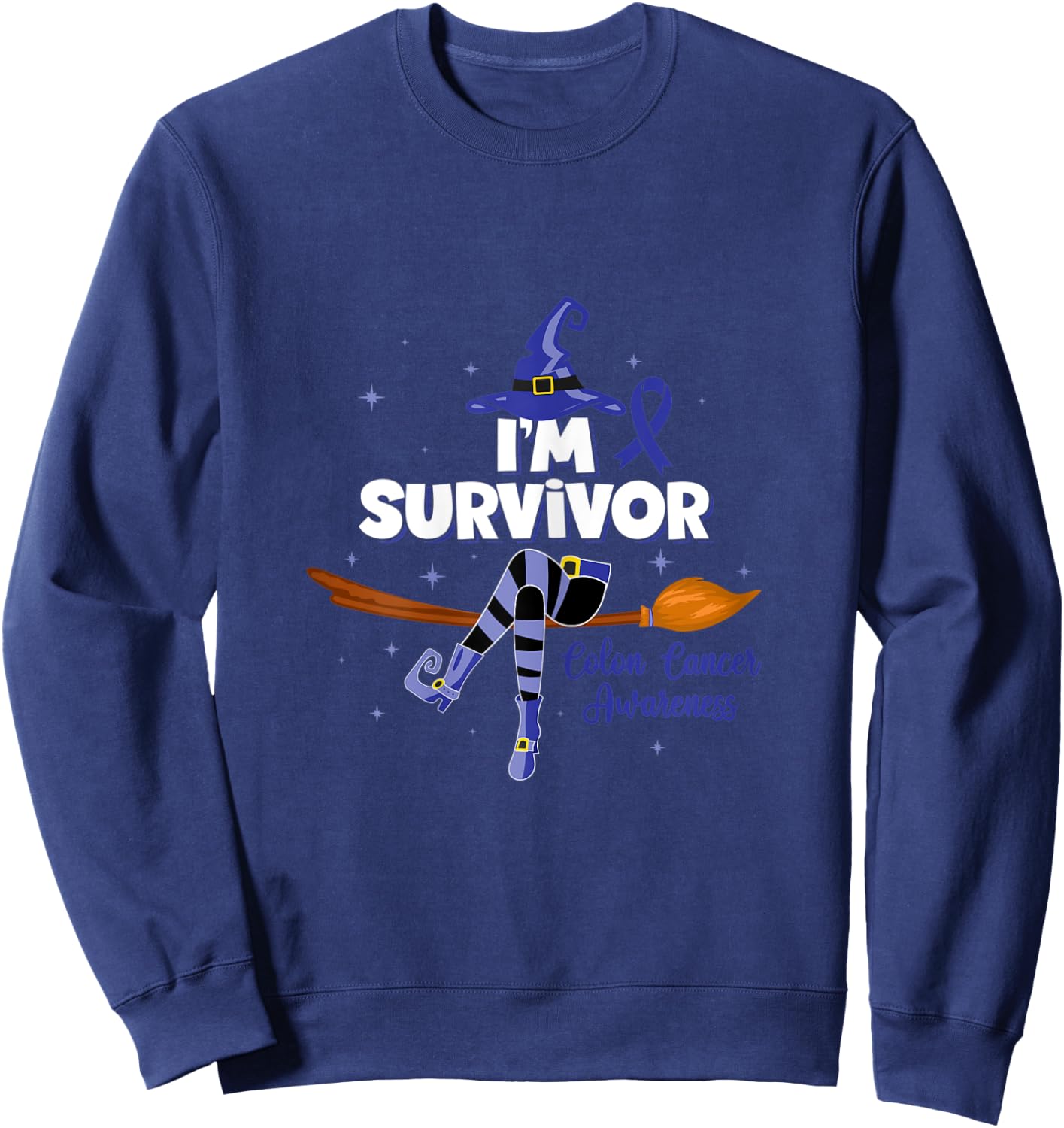 Witch I'm a Survivor Colon Cancer Spooky Halloween Sweatshirt - Sweatshirt | Navy