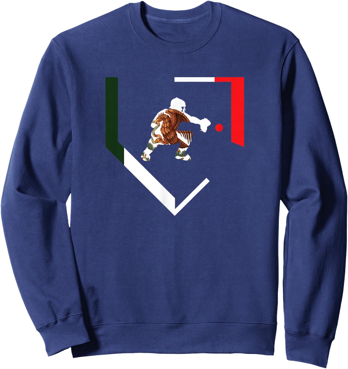 Mexico Baseball Hind Catcher Mexican Flag Little Leaguer Mex Sweatshirt - Sweatshirt | Navy