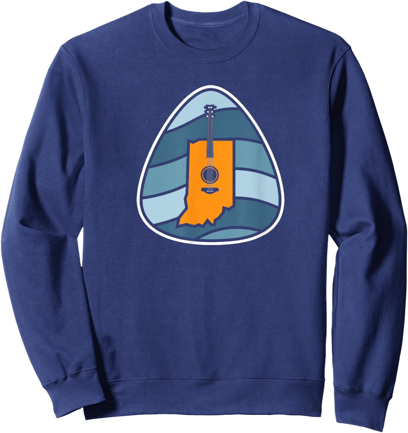 Retro Indiana Music Acoustic Guitar Rock Sweatshirt - Sweatshirt | Navy