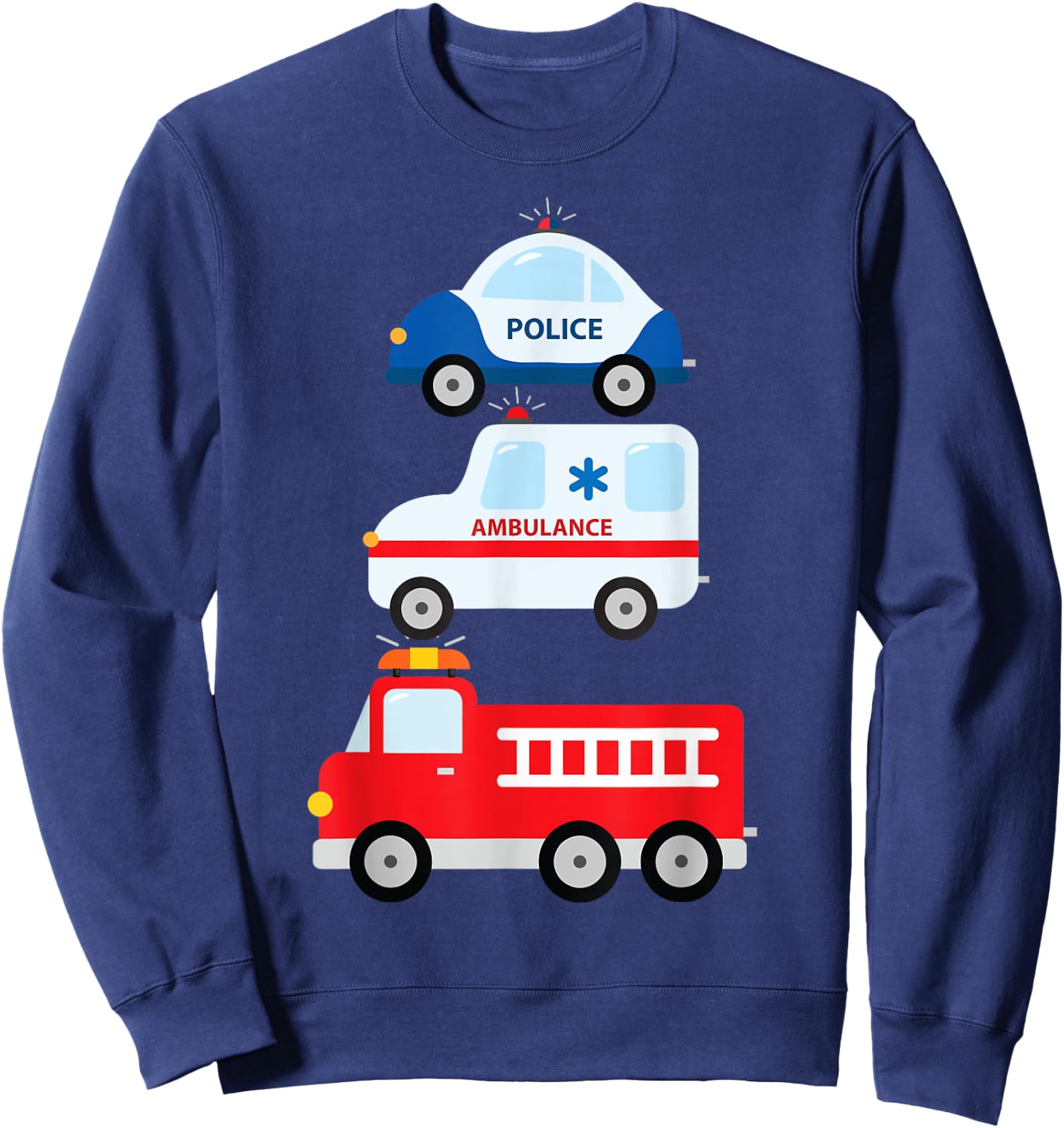 Emergency Vehicles Fire Truck Police Car Ambulance Cars Sweatshirt - Sweatshirt | Navy