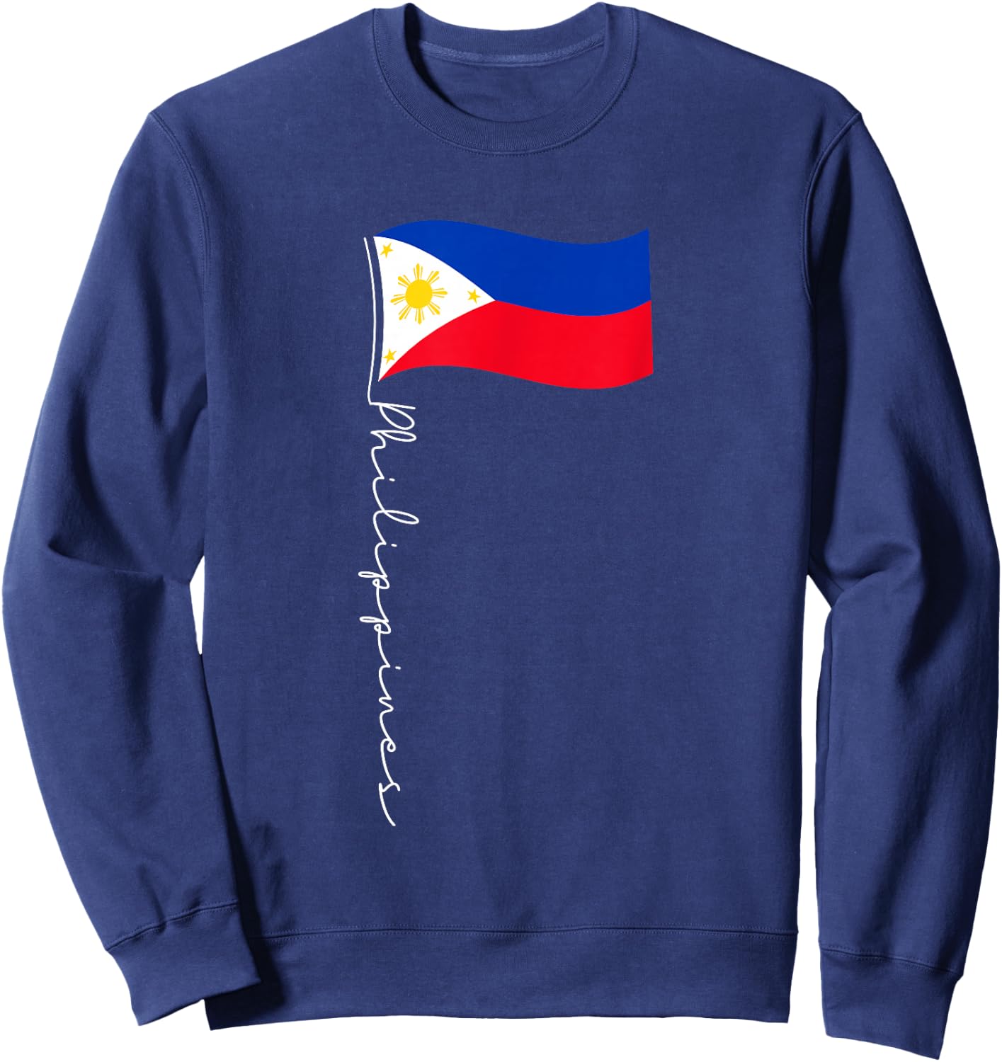 Family Heritage Gifts Philippines Signature Flag Pole - Elegant Filipino Flag Sweatshirt - Sweatshirt | Navy