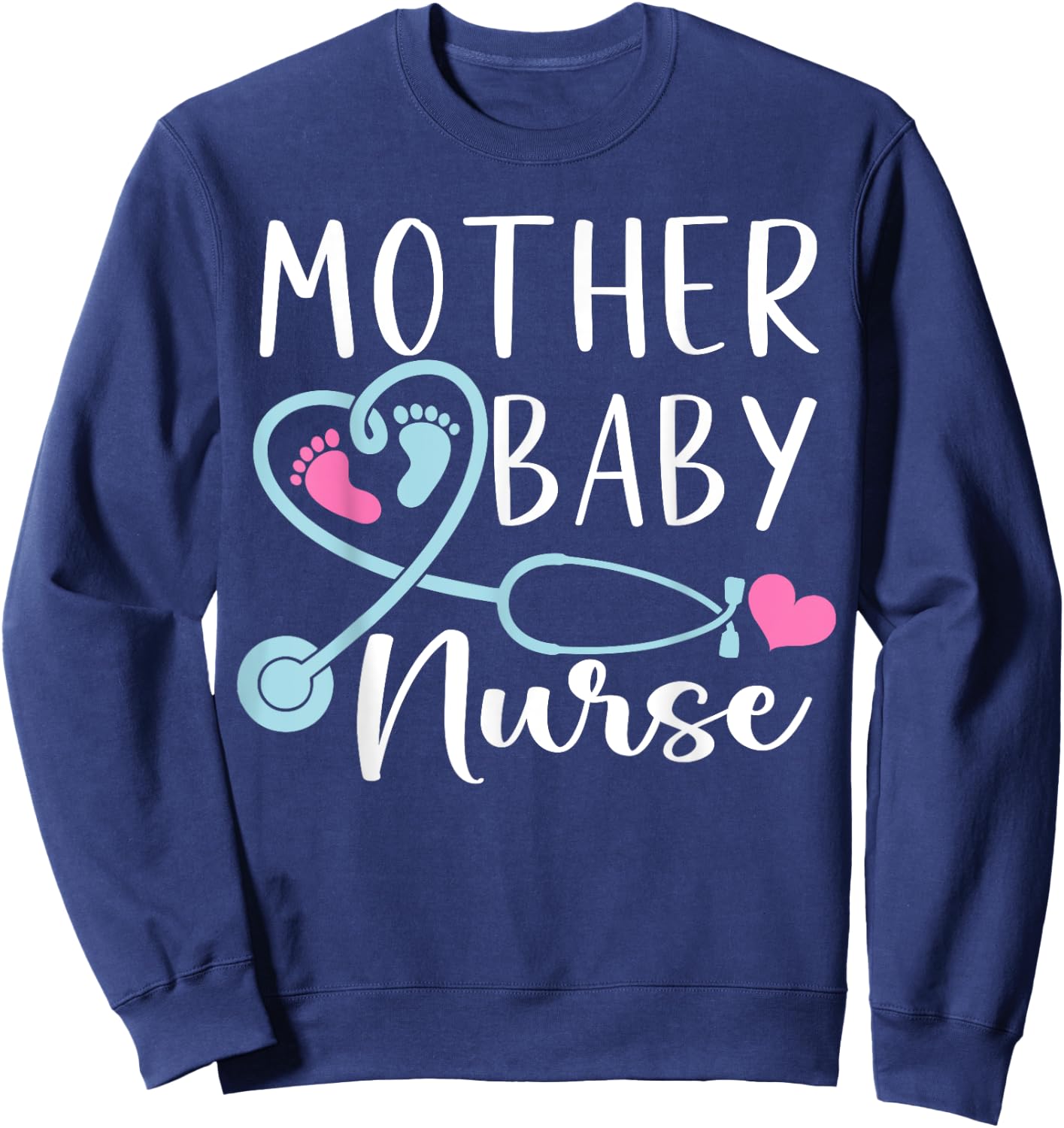 Postpartum Mother Baby Nurse Mom Baby Postpartum Nursing Sweatshirt - Sweatshirt | Navy