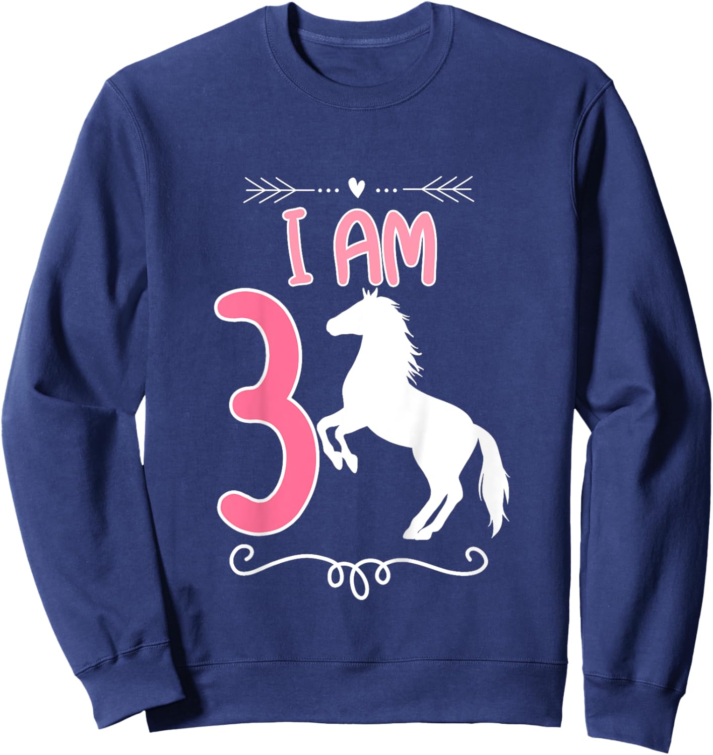 Horse Birthday Shirt 3 Years Old Birthday Outfit Girls Sweatshirt - Sweatshirt | Navy