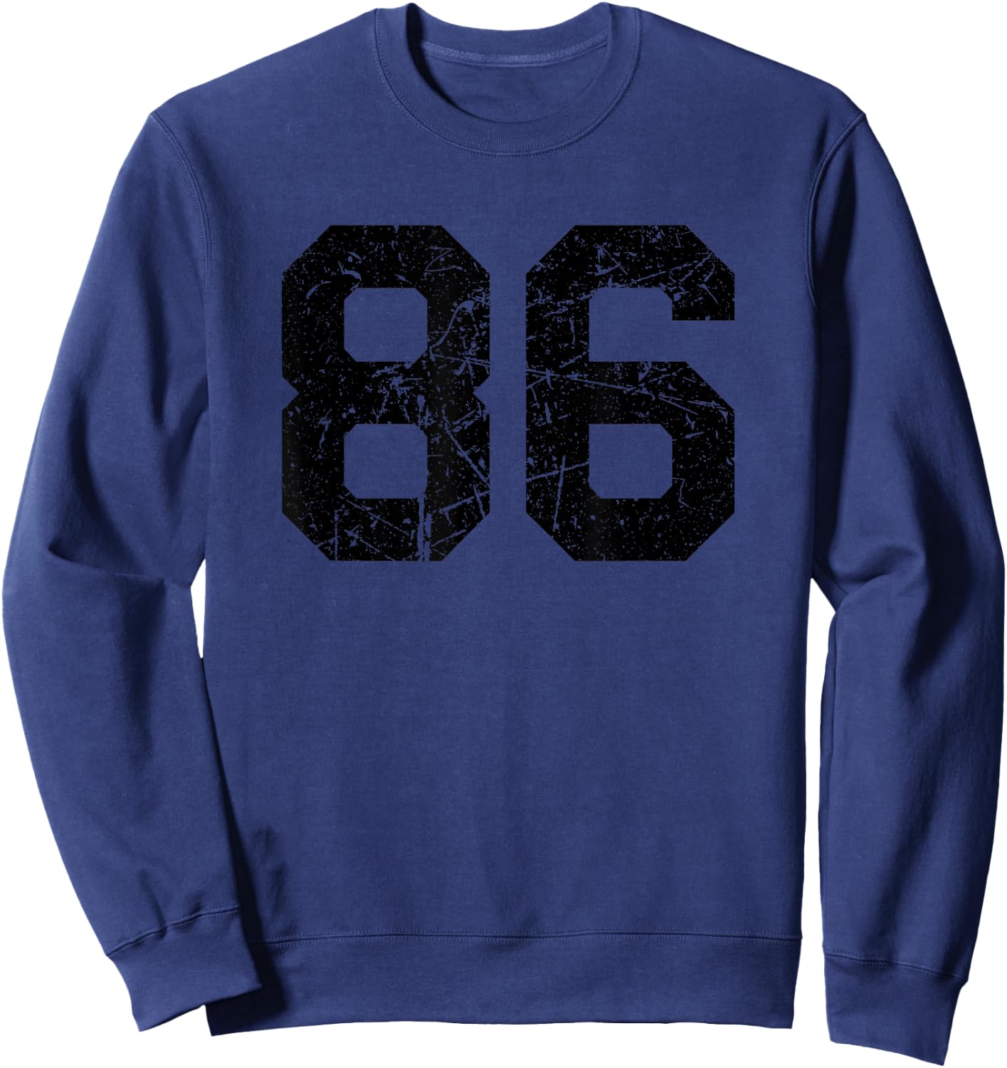Number #86 Sport Black Distressed Number Sweatshirt - Sweatshirt | Navy