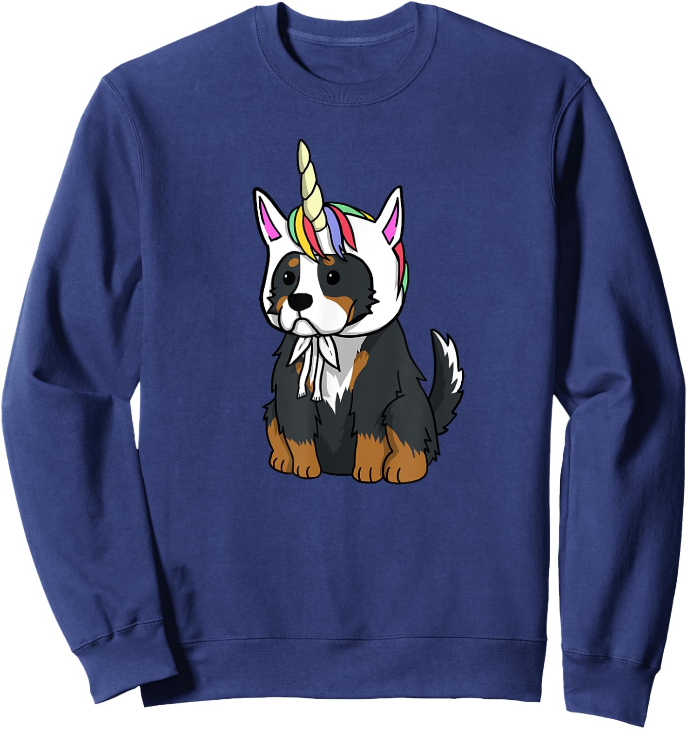 Bernese Mountain Dog Unicorn Hat Funny Dog Gift Men Women Girls Kids Sweatshirt - Sweatshirt | Navy
