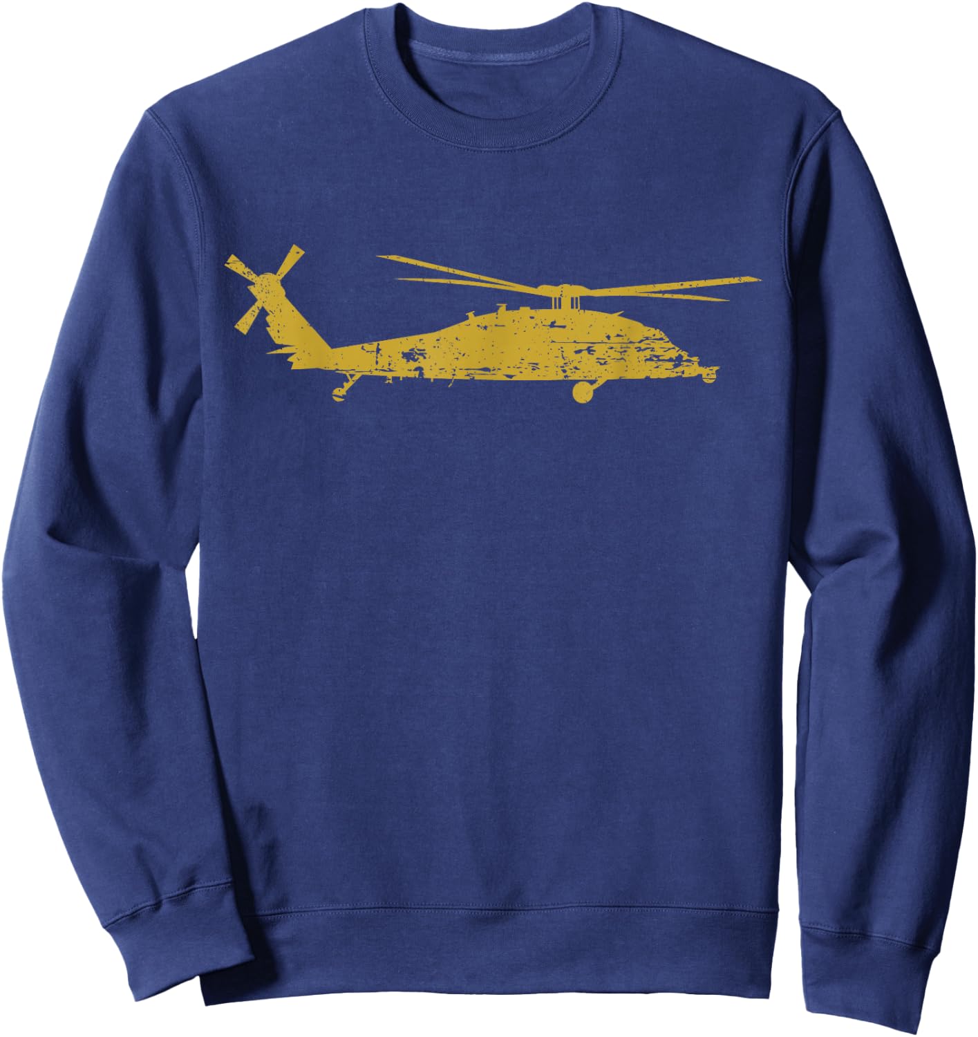 MH-60S Military Helicopter Silhouette Distressed Design Sweatshirt - Sweatshirt | Navy