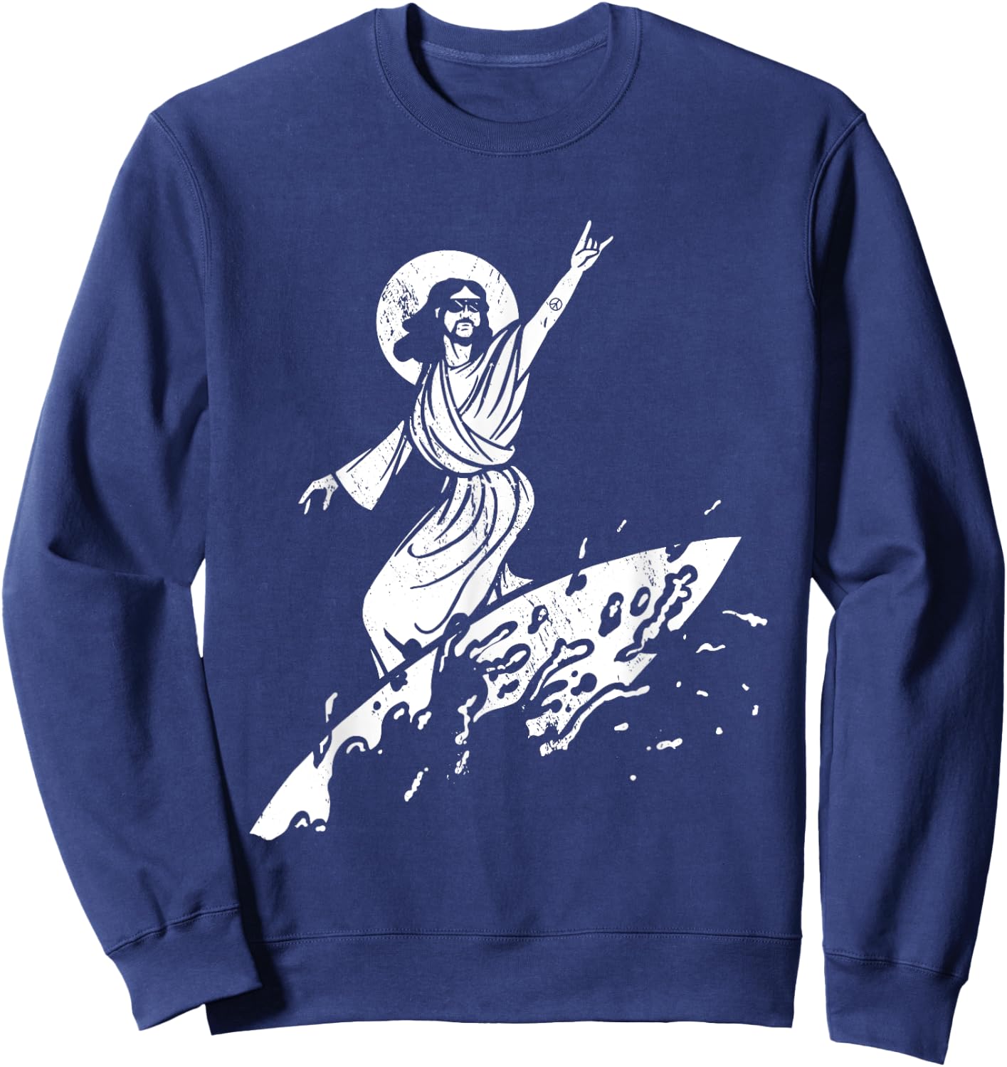 Surfer Jesus Christ Surfing Summer Surfboard Religious Women Sweatshirt - Sweatshirt | Navy