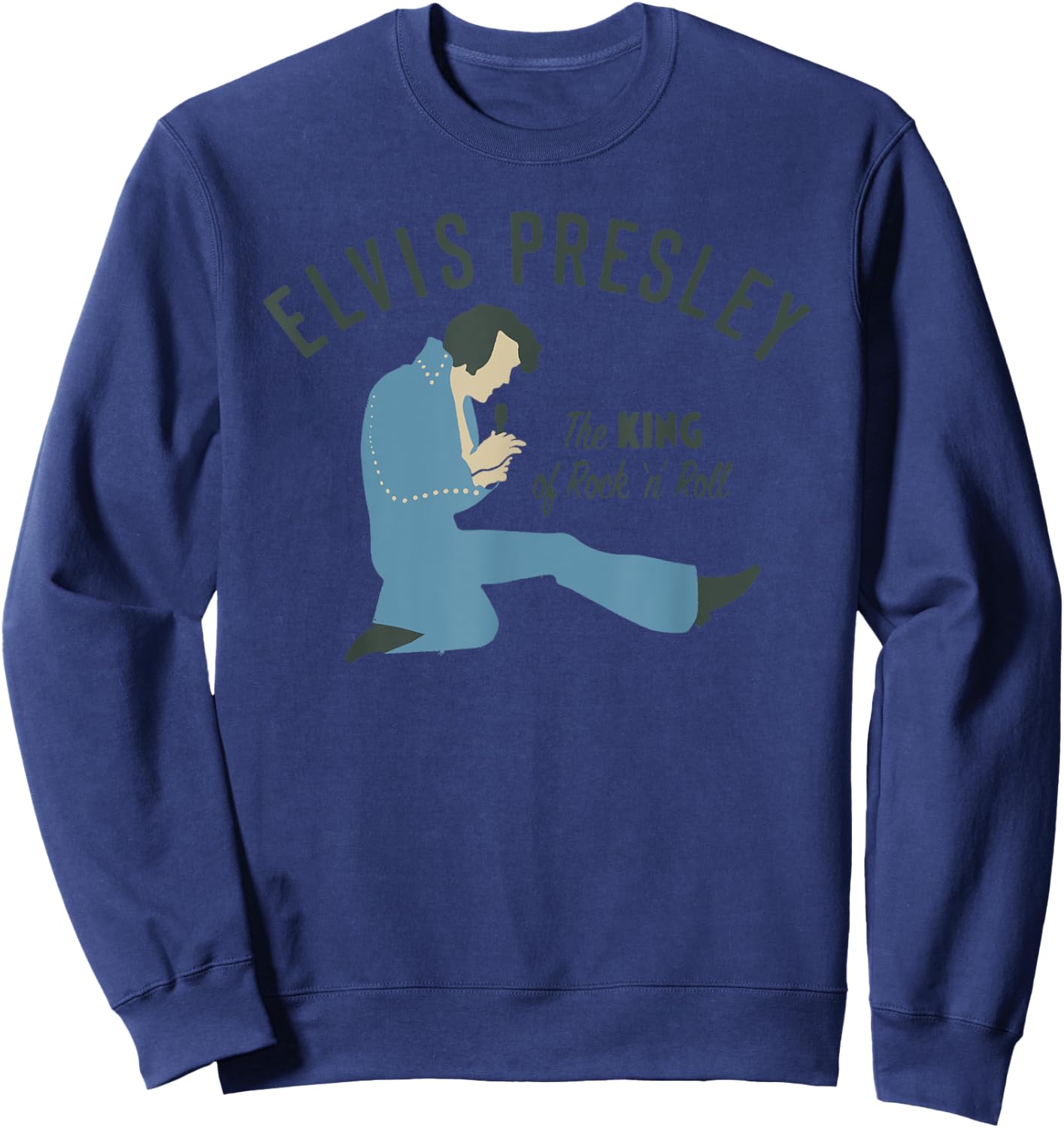 Elvis Presley Official Elvis King Illustration Sweatshirt - Sweatshirt | Navy