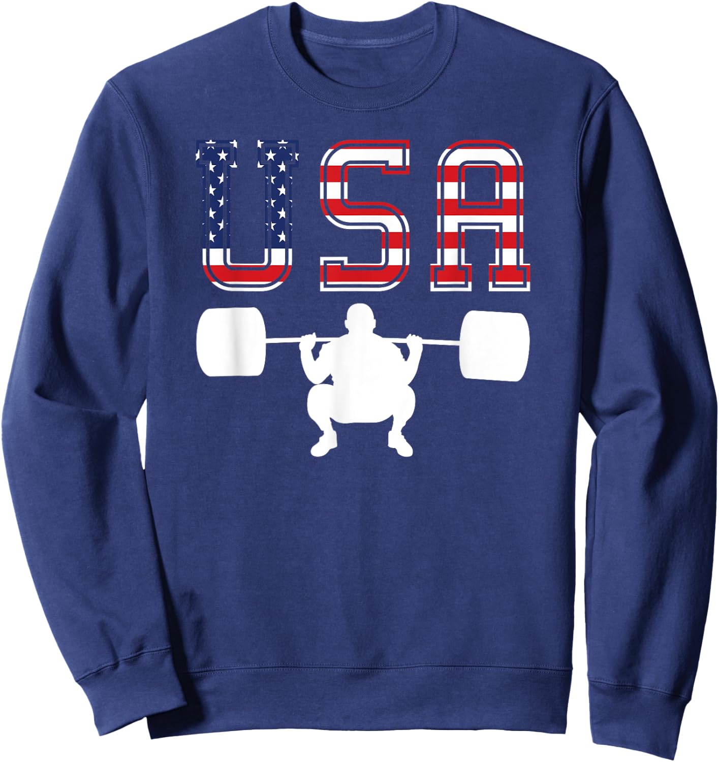 American Flag USA Weightlifting Sport Gift Sweatshirt - Sweatshirt | Navy