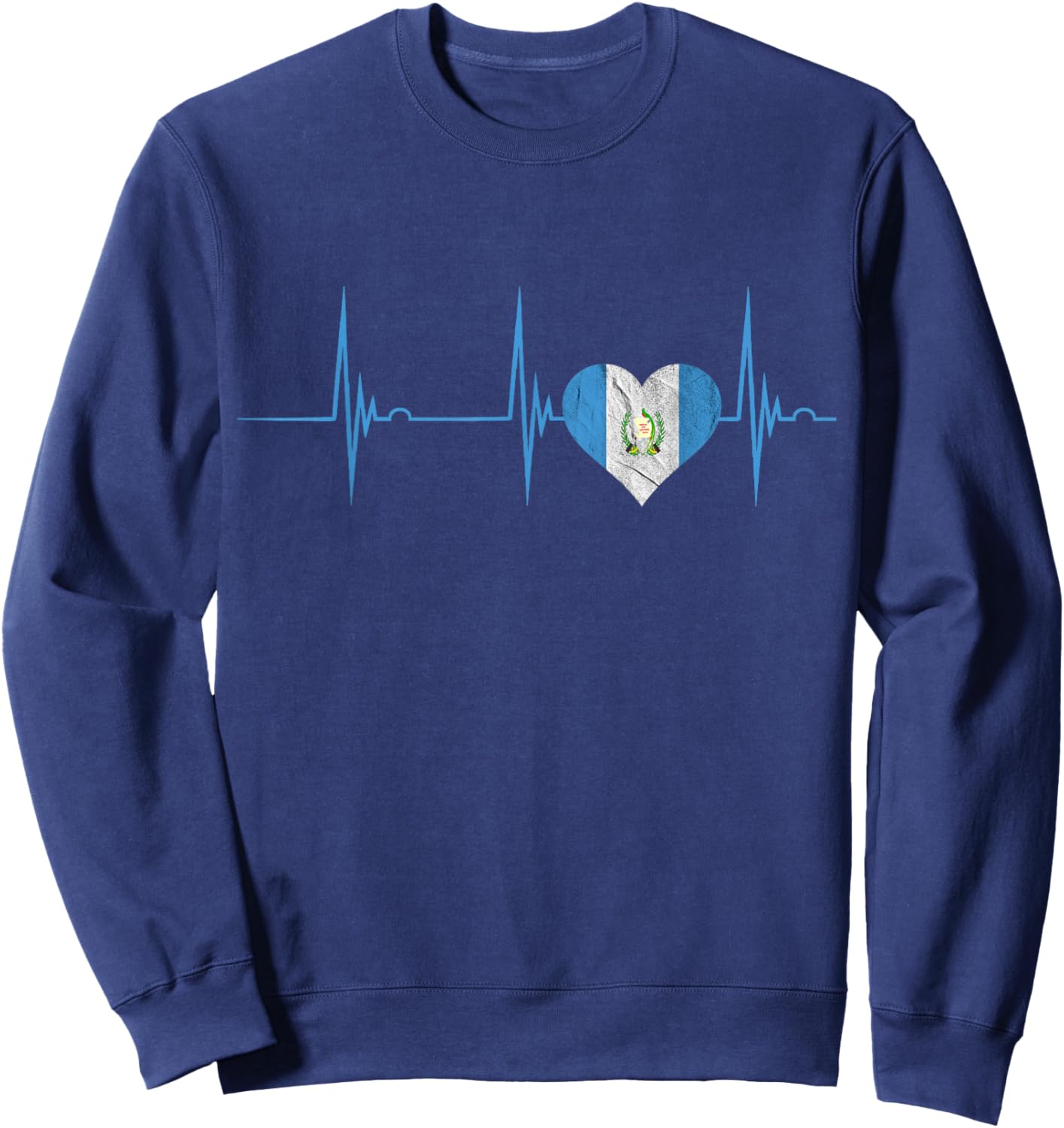 Guatemala Heart Guatemalan Heartbeat EKG Pulse Chapin Mayan Small Sweatshirt - Sweatshirt | Navy