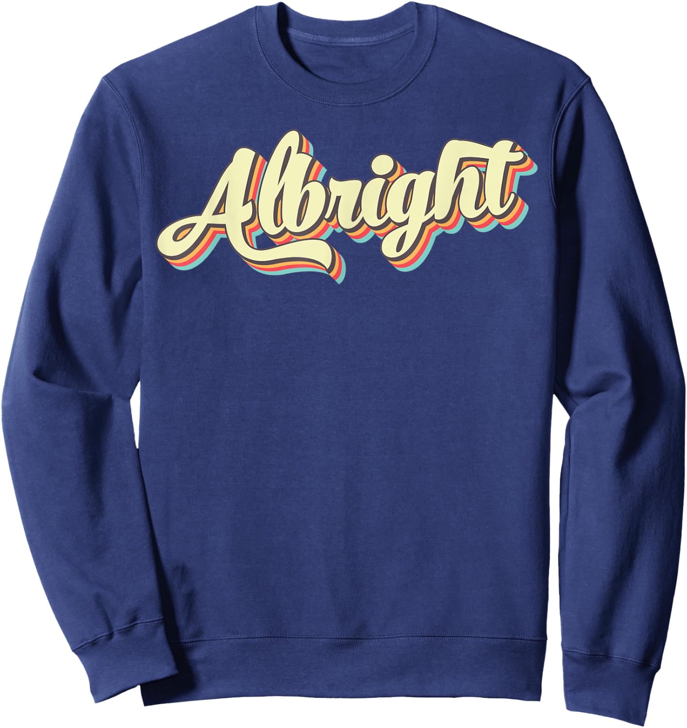 Albright Retro Art Baseball Font Vintage Sweatshirt - Sweatshirt | Navy