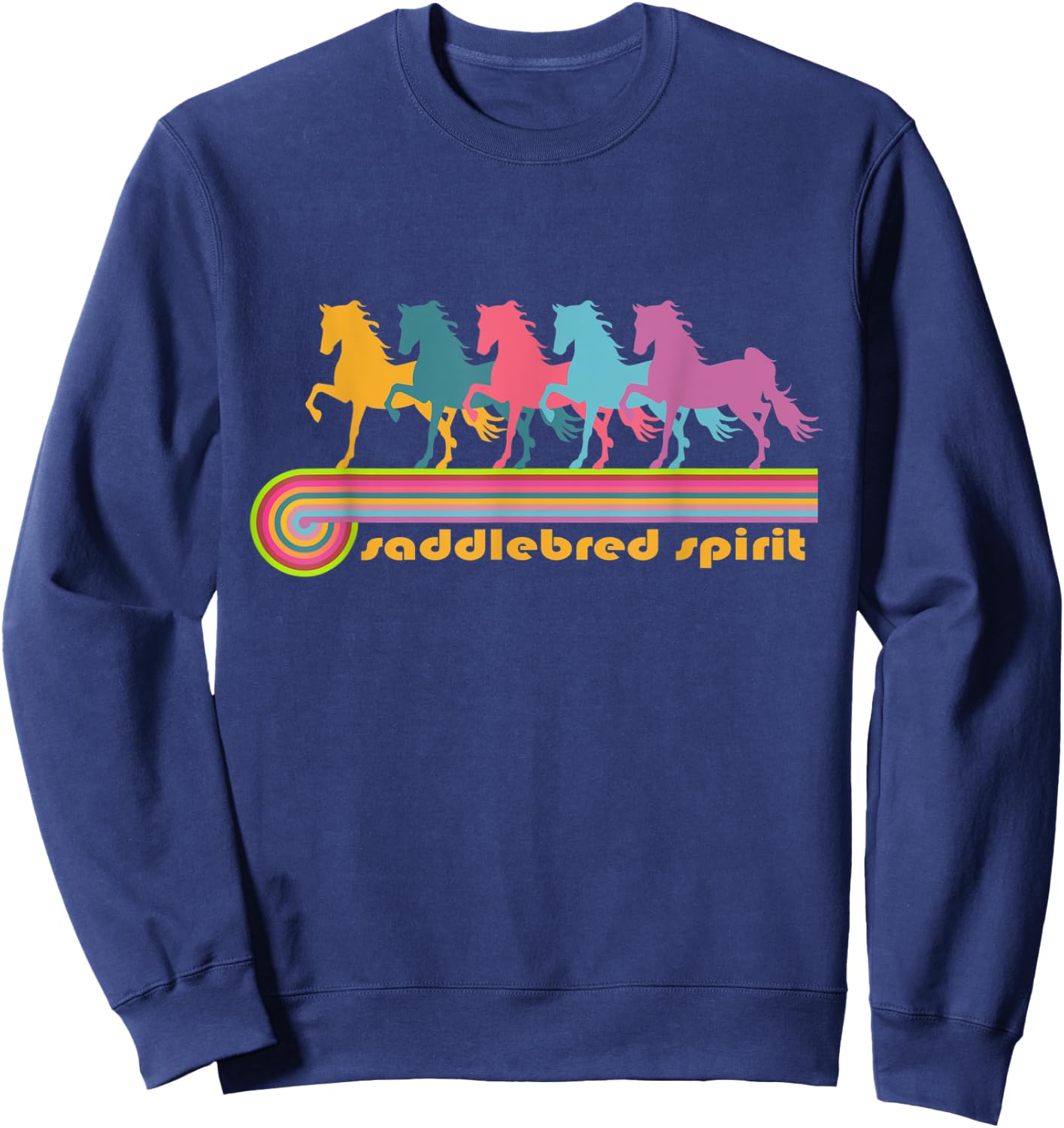 Saddlebred Spirit | NickerStickers Retro Saddlebred Horses Sweatshirt - Sweatshirt | Navy