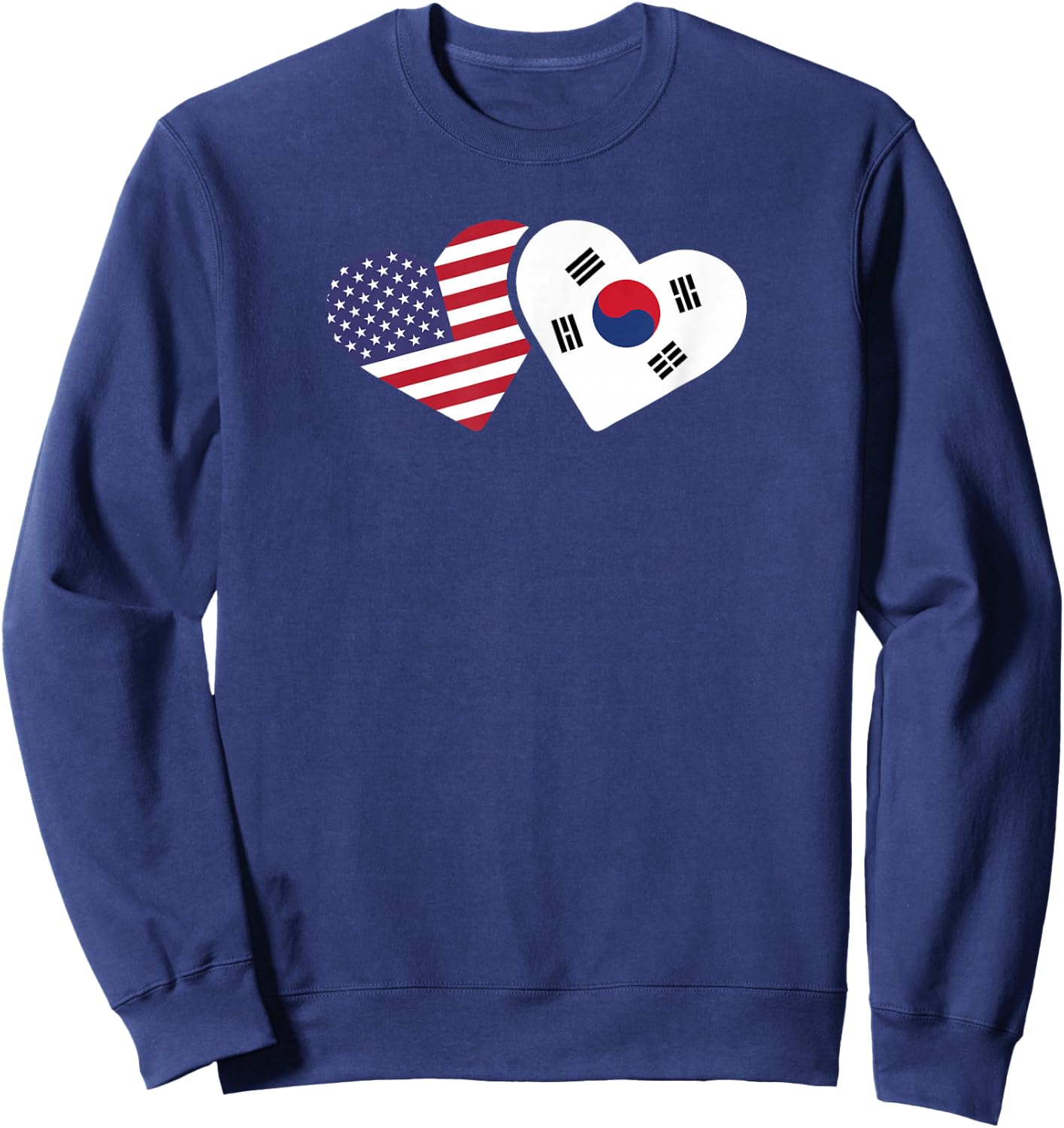 South Korea USA Flag Shirt Heart Korean American Love Gift Sweatshirt - Sweatshirt | Navy