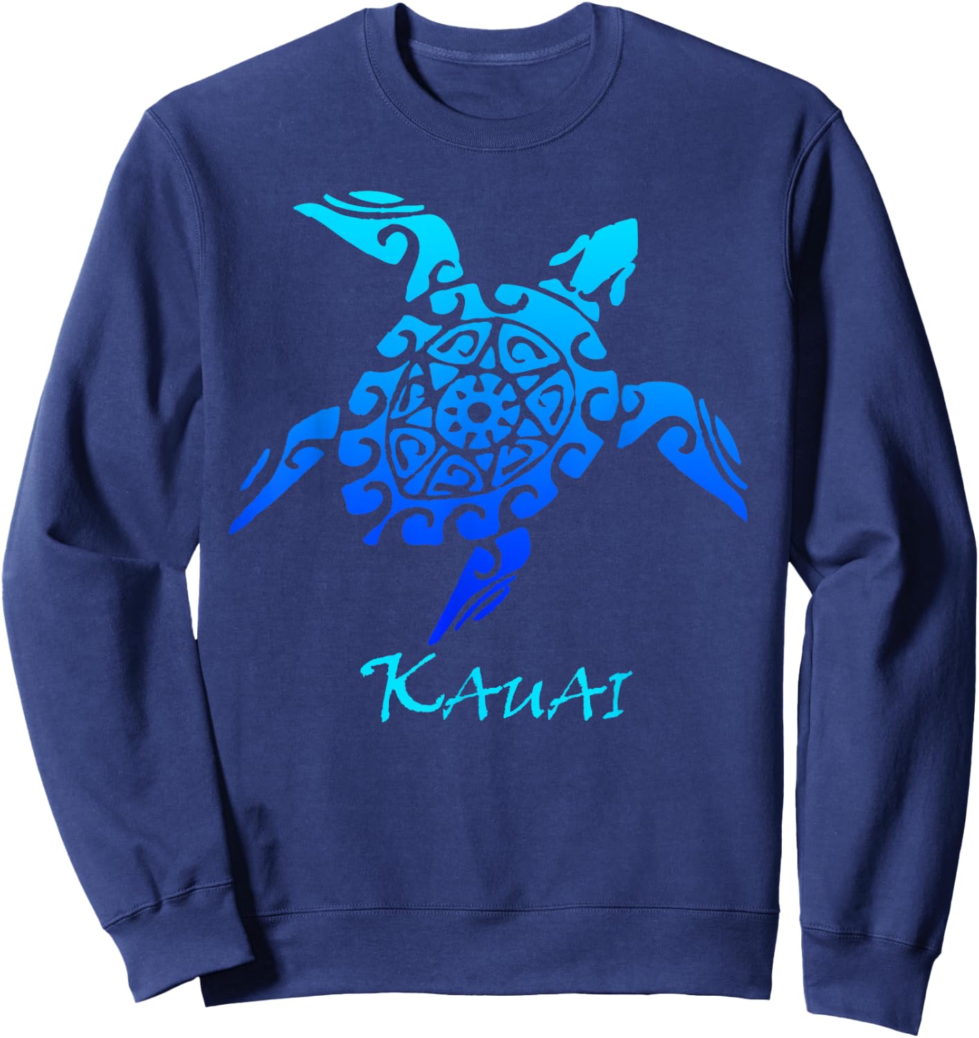 Kauai, Hawaii Vintage Retro Tribal Turtle Vacation Sweatshirt - Sweatshirt | Navy