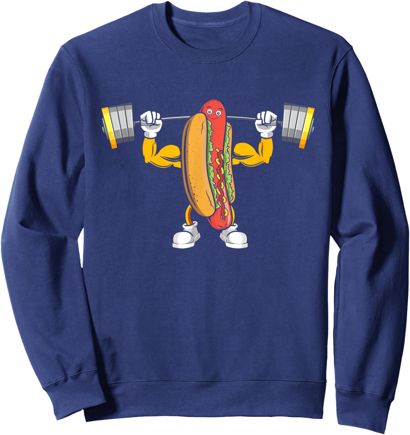Muscular Hot Dog Deadlift Bodybuilding Fitness Fitness Gym Men Women Sweatshirt - Sweatshirt | Navy