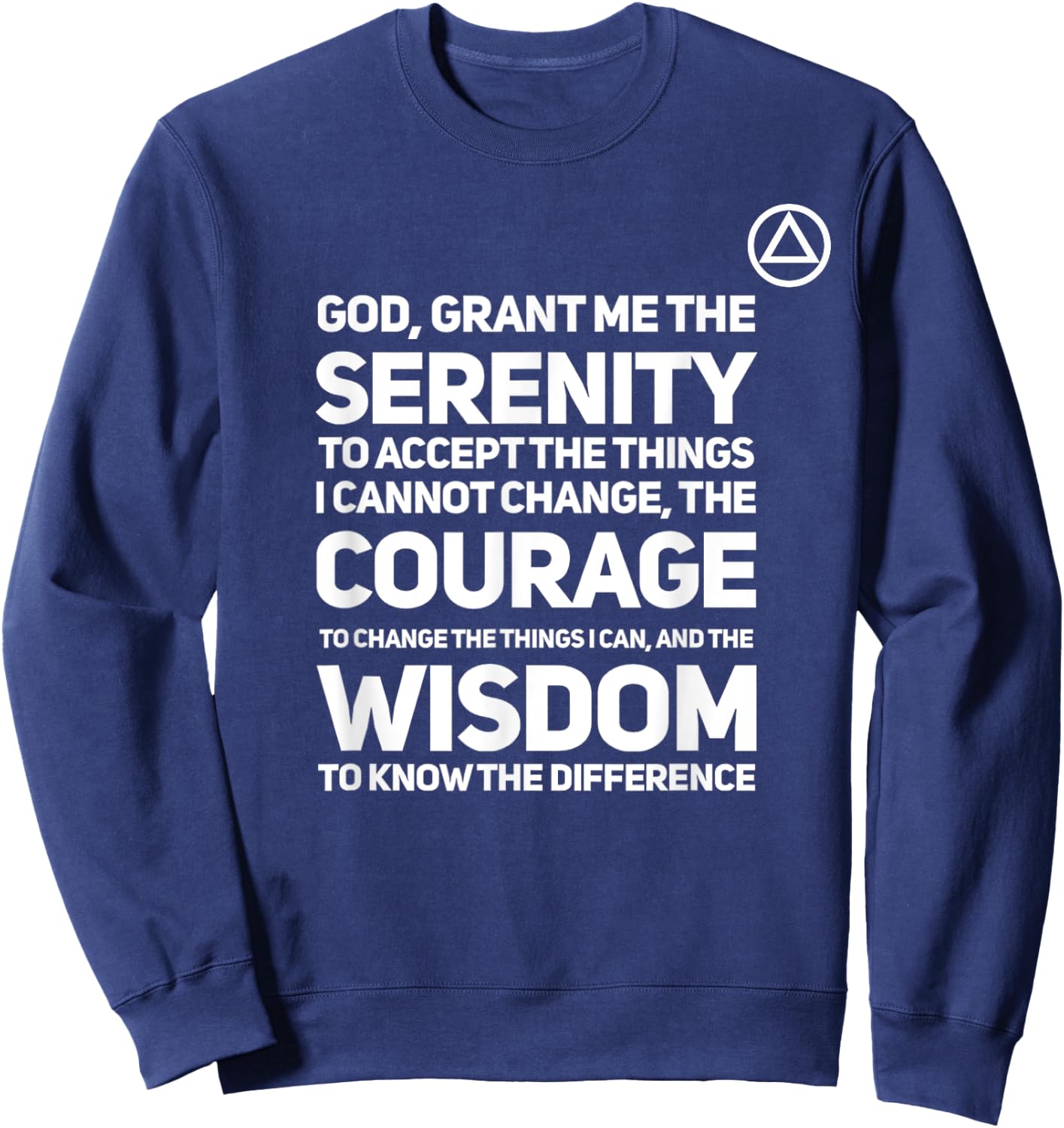 Serenity Prayer with Aa Logo Alcoholics Anonymous Sweatshirt - Sweatshirt | Navy