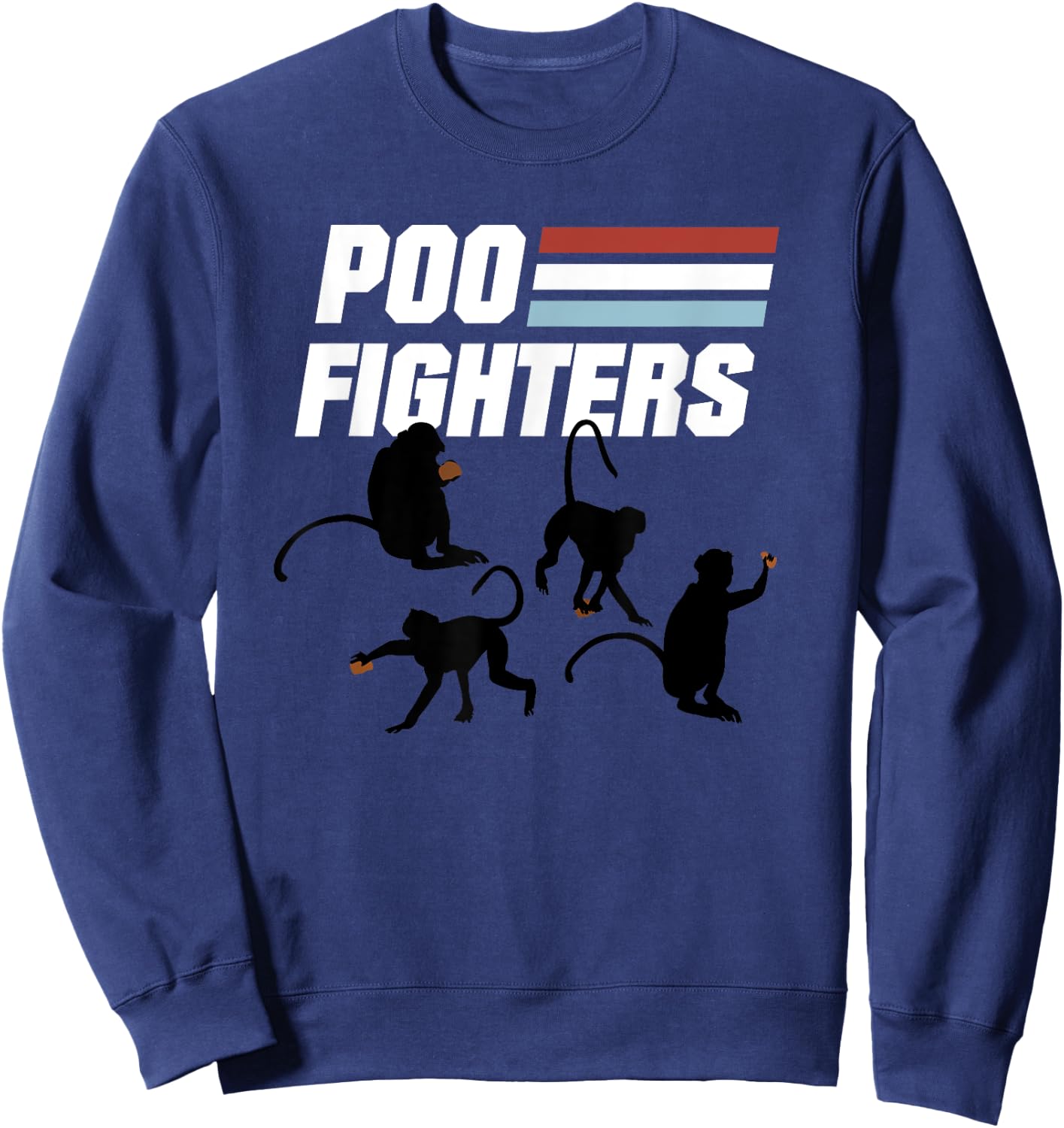 Poo Fighters - Funny Monkeys Throwing Poop Sweatshirt - Sweatshirt | Navy