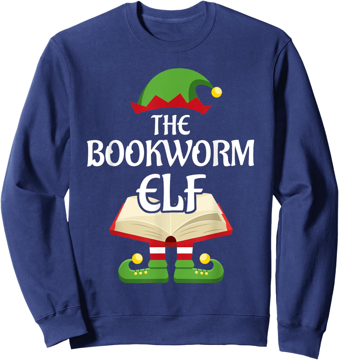 Bookworm Elf Family Matching Group Christmas Reading Sweatshirt - Sweatshirt | Navy